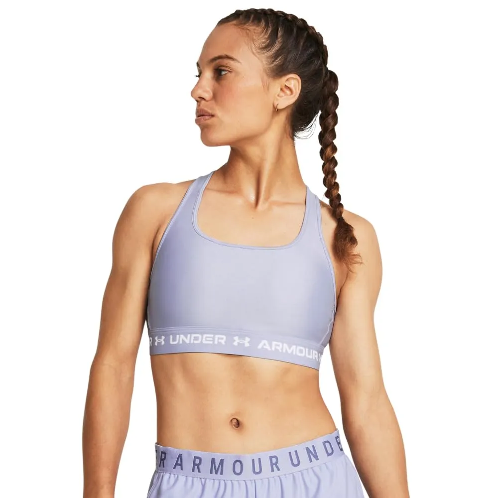 Under Armour Women's Crossback Mid Impact Sports Bra, Celeste/White, XXL - immagine 1