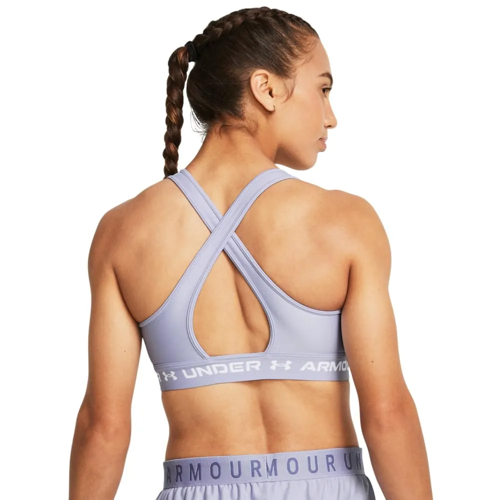 Under Armour Women's Crossback Mid Impact Sports Bra, Celeste/White, XXL - immagine 3