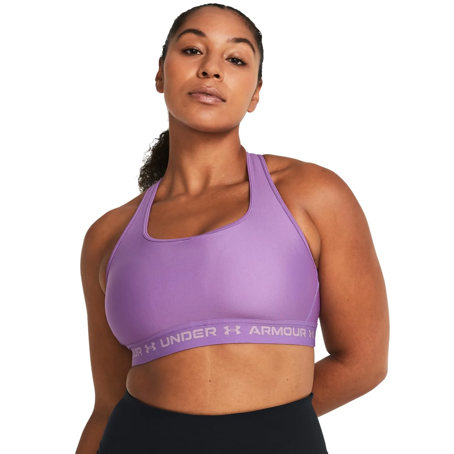 Under Armour Crossback Mid Impact Sport-BH Reggiseno Sportivo, Provence Lila, Donna L - immagine 3