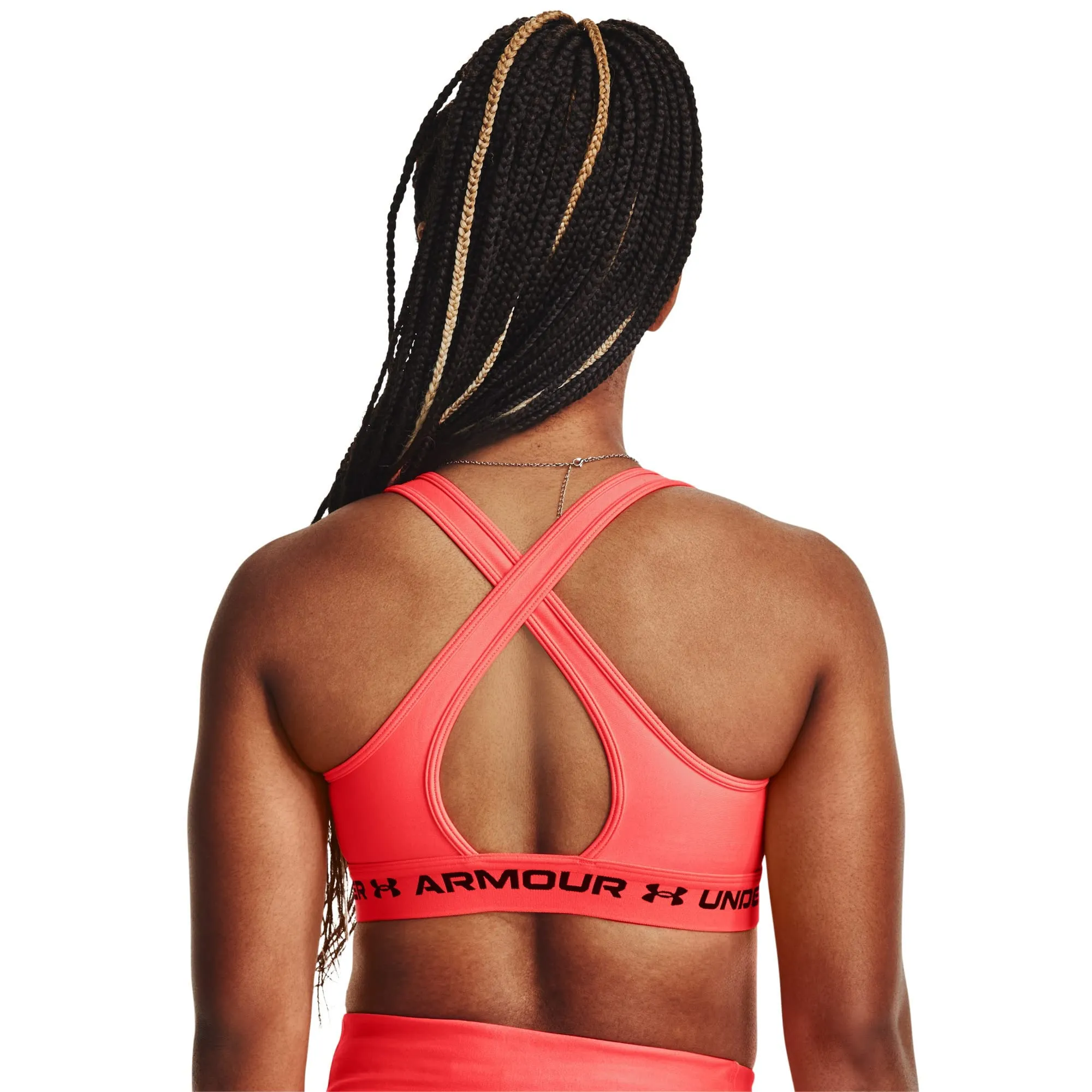 Under Armour Reggiseno Sportivo Crossback Mid Donna, Beta/Nero, L - immagine 3