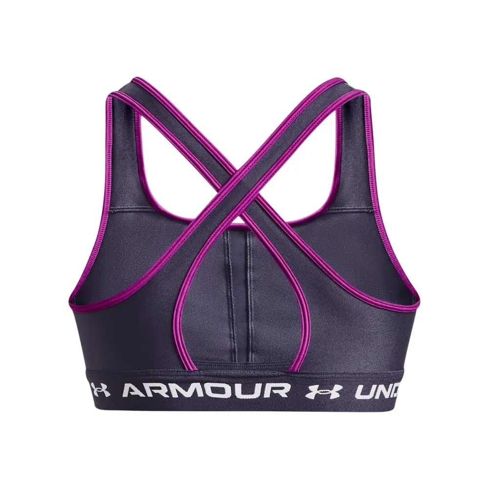 Under Armour Women's Crossback Mid Impact Sports Bra, Tempered Steel/White, X-Small - immagine 6
