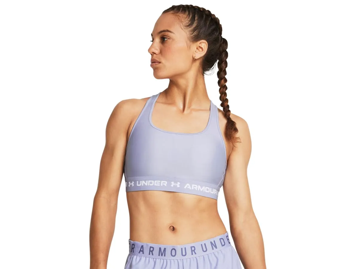 Under Armour Women's Crossback Mid Impact Sports Bra, Celeste/White, X-Small - immagine 1
