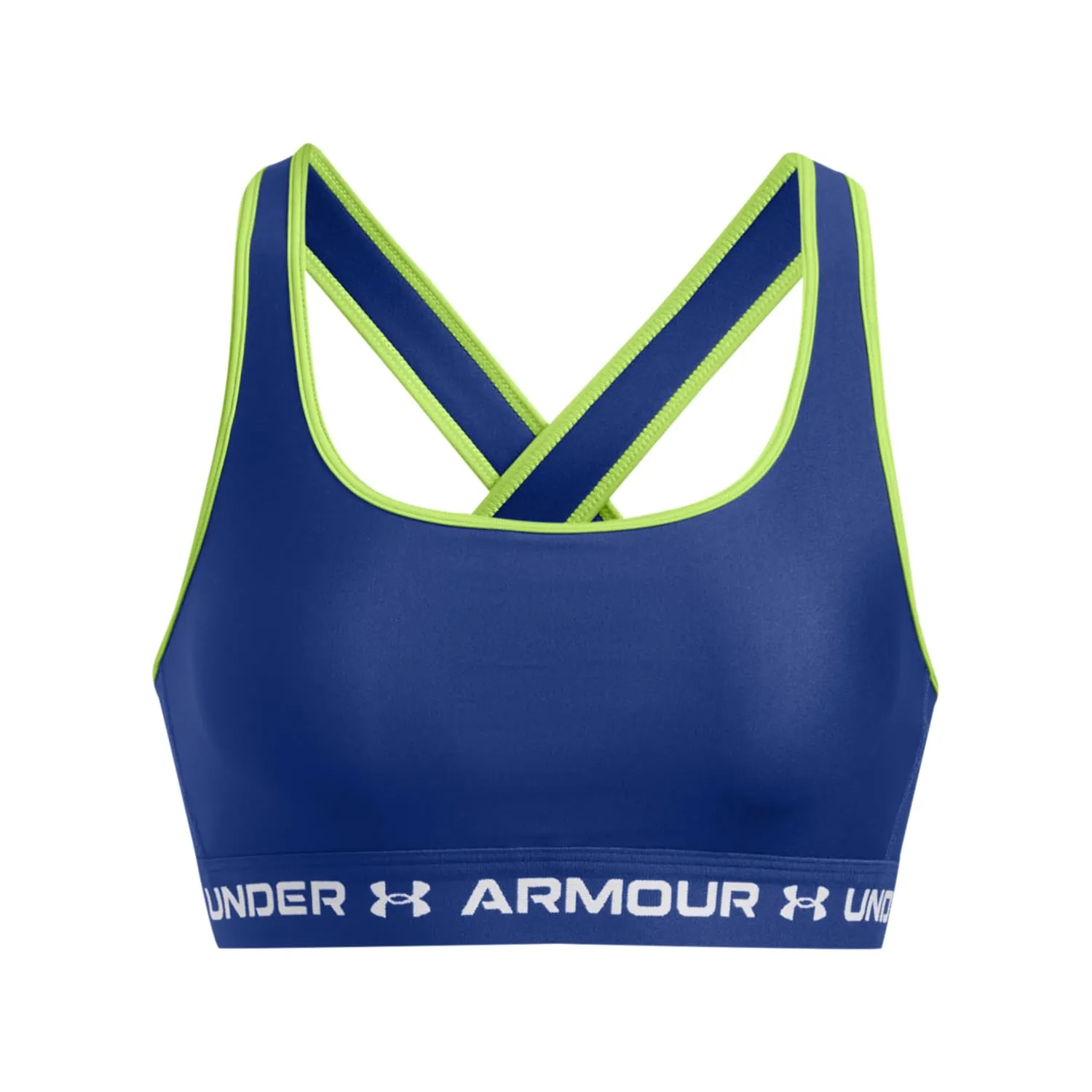 Under Armour Reggiseno Sportivo Donna Crossback Mid Impact Tech Blu/Retro Verde/Bianco, S - immagine 2