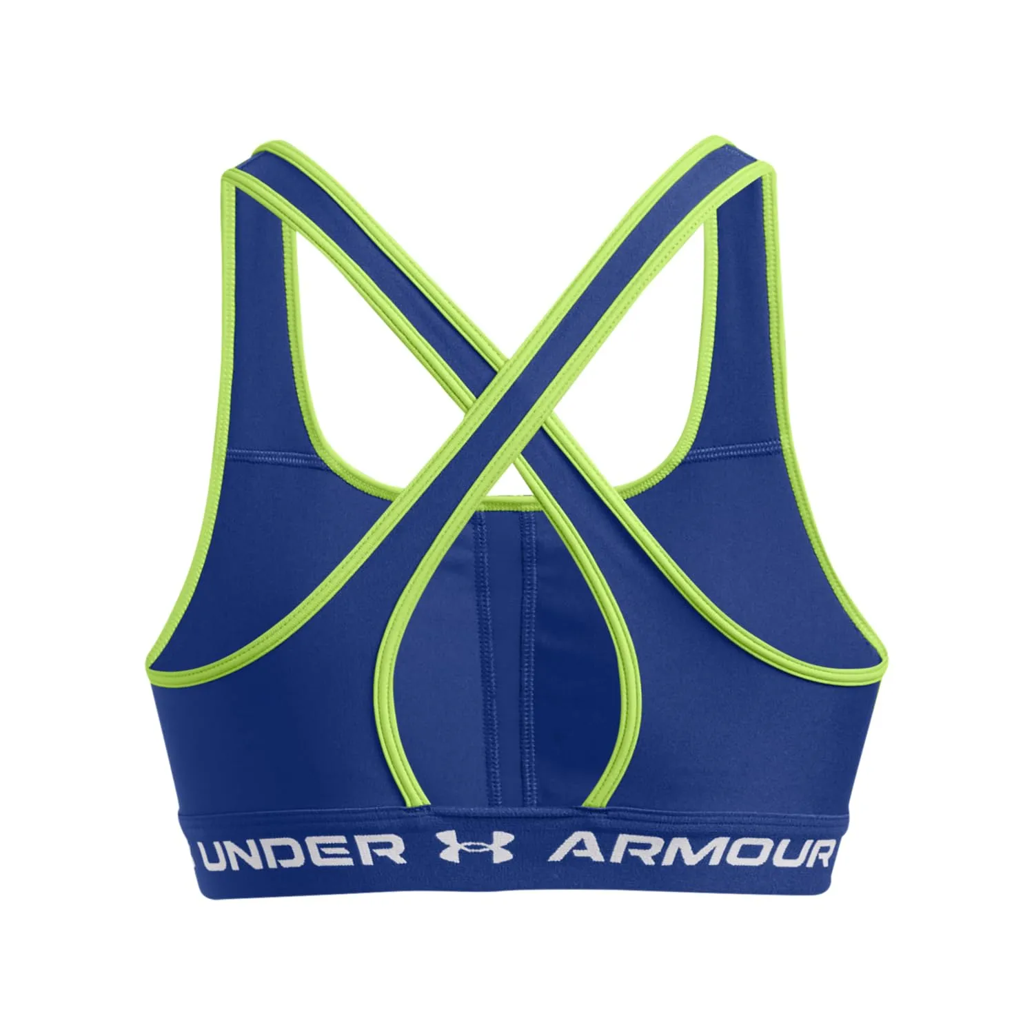 Under Armour Reggiseno Sportivo Donna Crossback Mid Impact Tech Blu/Retro Verde/Bianco, S - immagine 3