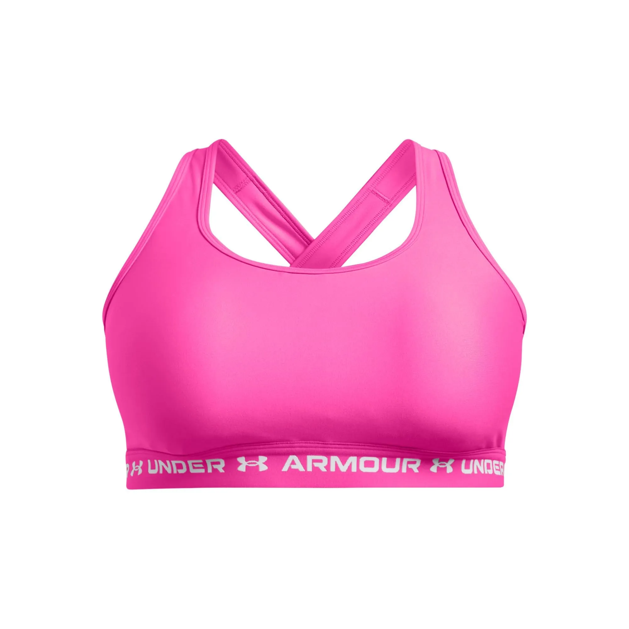 Under Armour Reggiseno sportivo da donna Crossback Mid Impact, Rosa Ribelle/Bianco, 2X - immagine 1