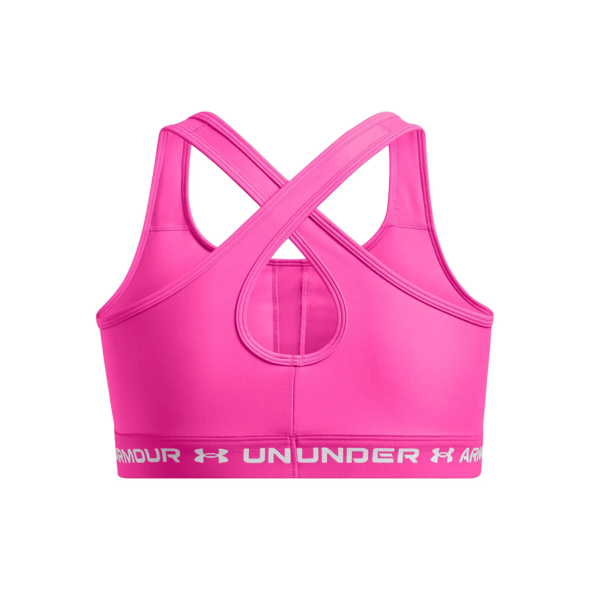 Under Armour Reggiseno sportivo da donna Crossback Mid Impact, Rosa Ribelle/Bianco, 2X - immagine 2