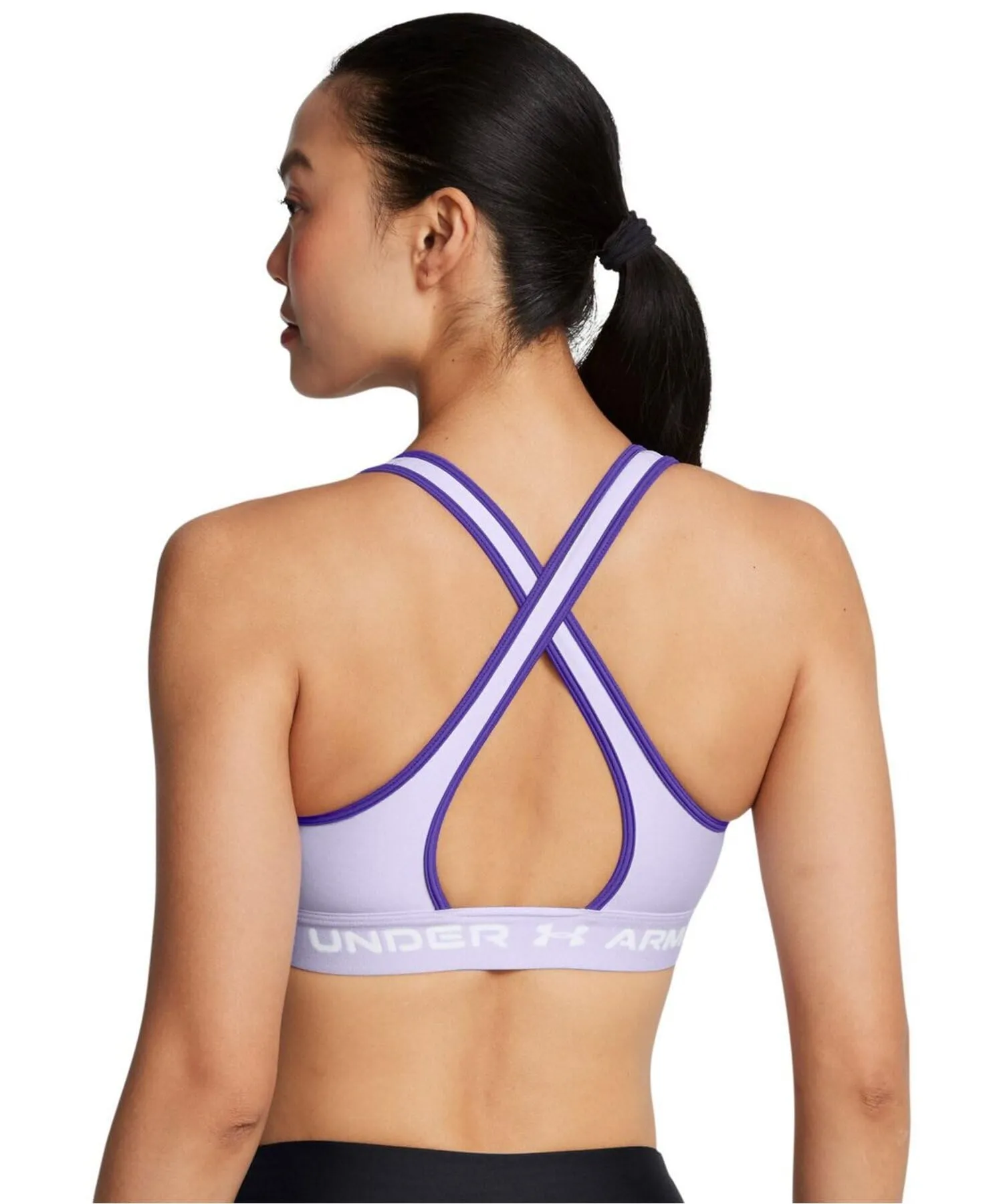 Under Armour Reggiseno Incrociato Medio da Donna, Viola Salato, Sontuoso e Bianco, L - immagine 2