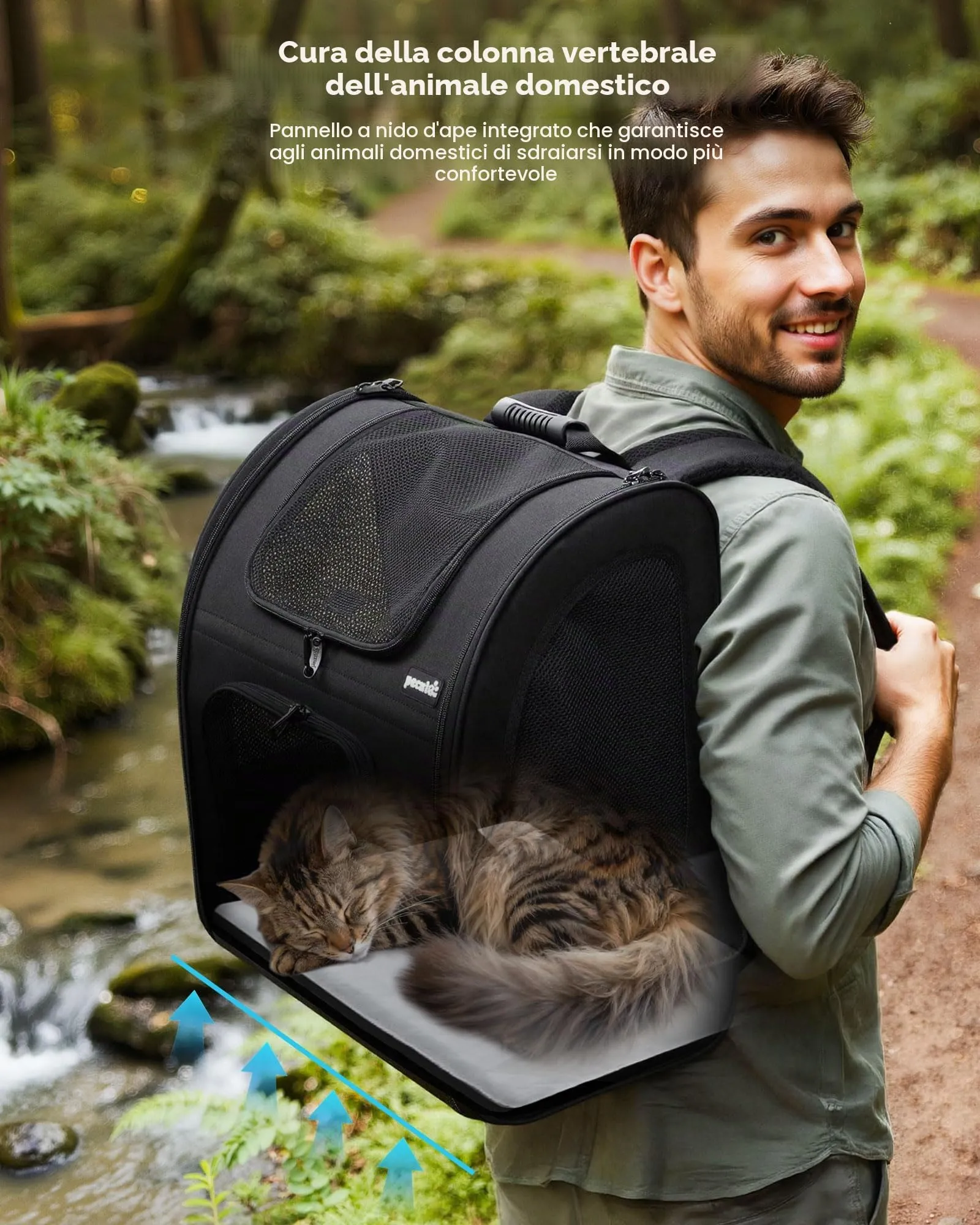 Pecute Zaino Trasportino per Cani e Gatti, XL, Nero - immagine 7