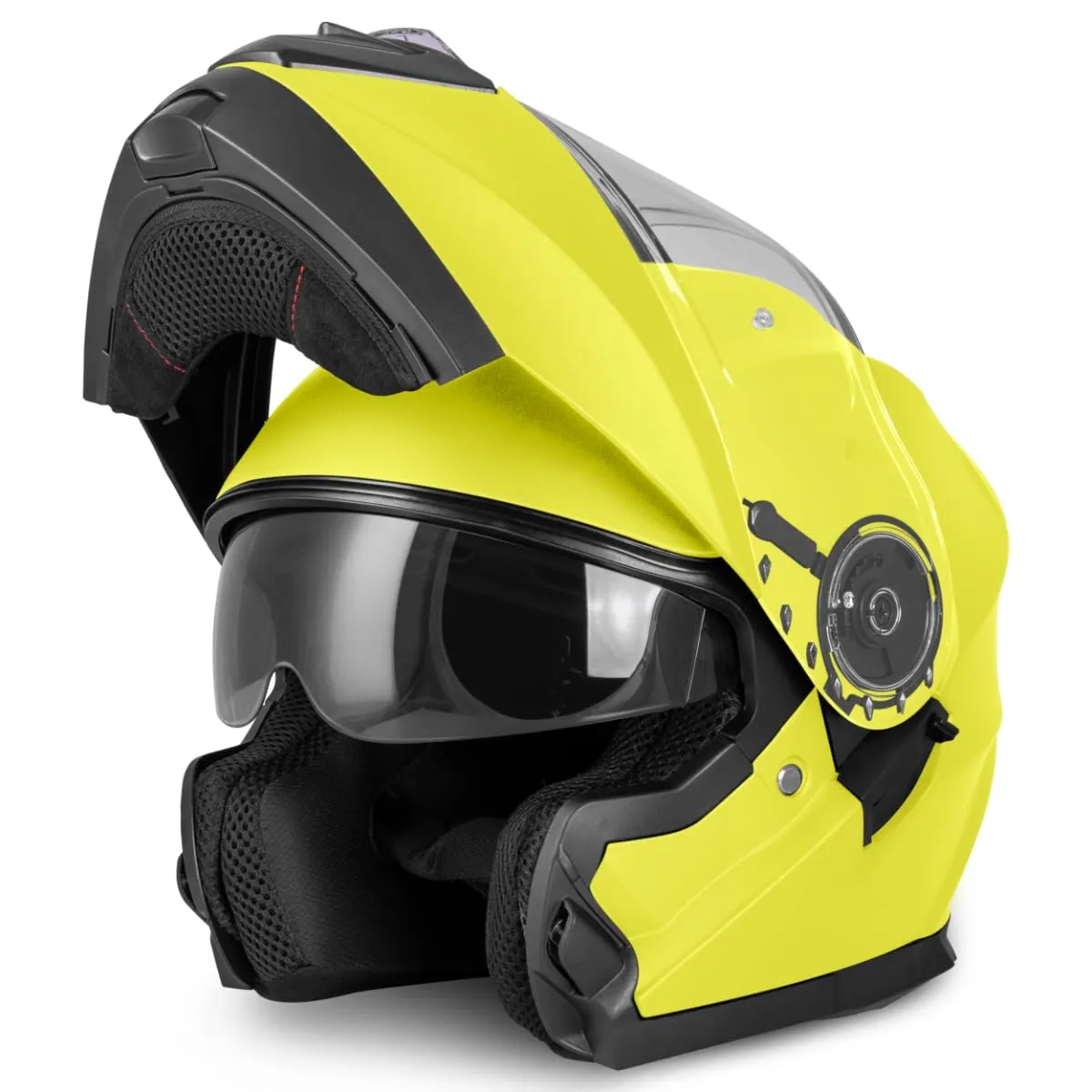 Vinz Santos Casco Modulare Moto & Scooter, Doppia Visiera, ECE 22.06, Pinlock Preparato, Giallo Fluorescente - immagine 1