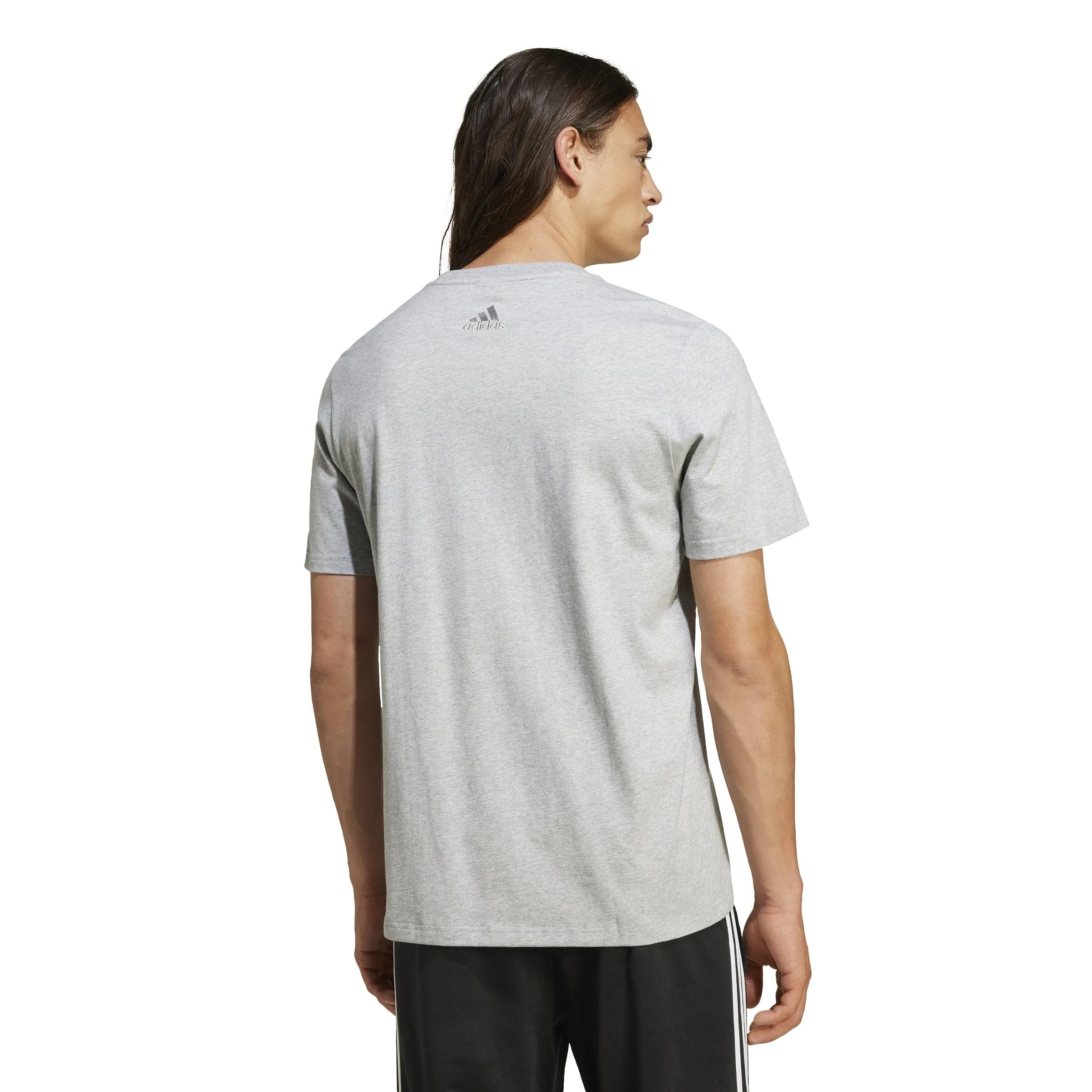 adidas Essentials Single Jersey T-shirt, Grigio medio erica/Cremisi preamato/Nero, XS - immagine 2