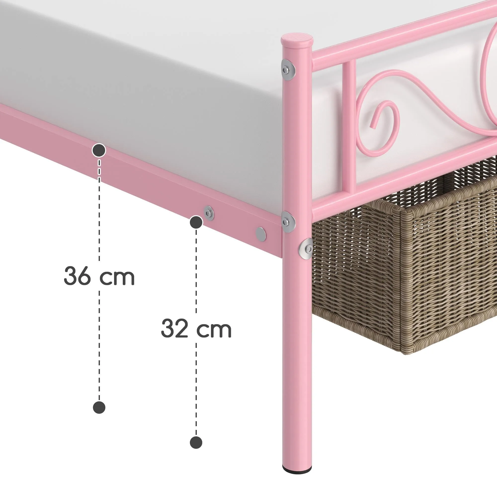 Yaheetech Struttura Letto Singolo in Ferro 90 x 190 cm - immagine 6