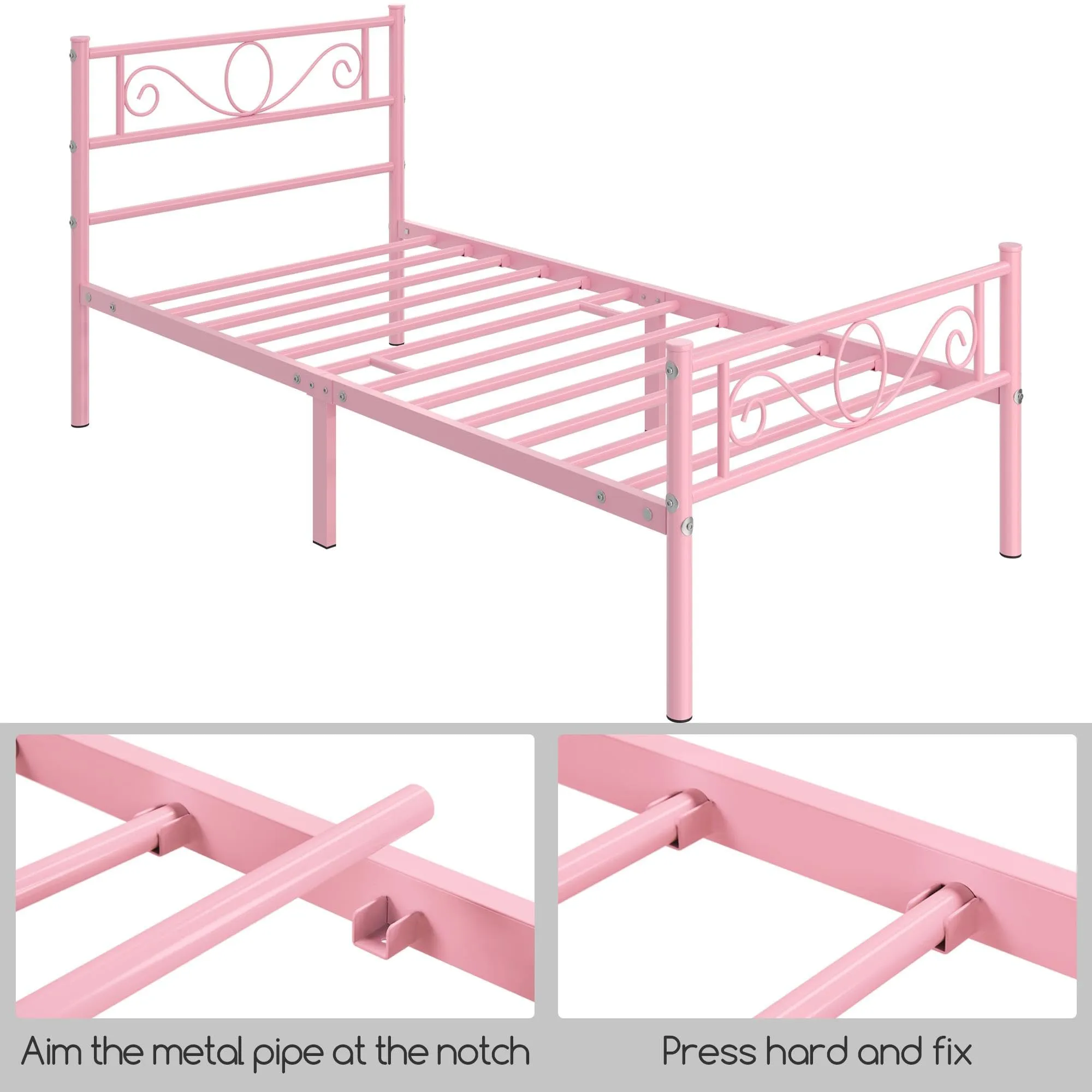 Yaheetech Struttura Letto Singolo in Ferro 90 x 190 cm - immagine 7