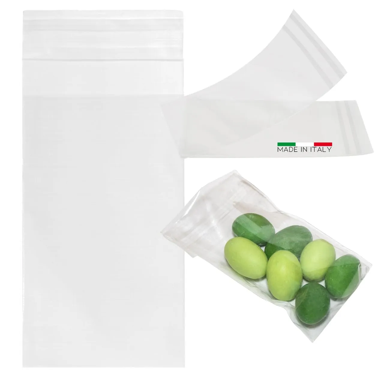 DecoraParty 100 Bustine Trasparenti in Cellophane con Chiusura Adesiva per Confetti e Alimentari, 6 x 10 cm - immagine 1