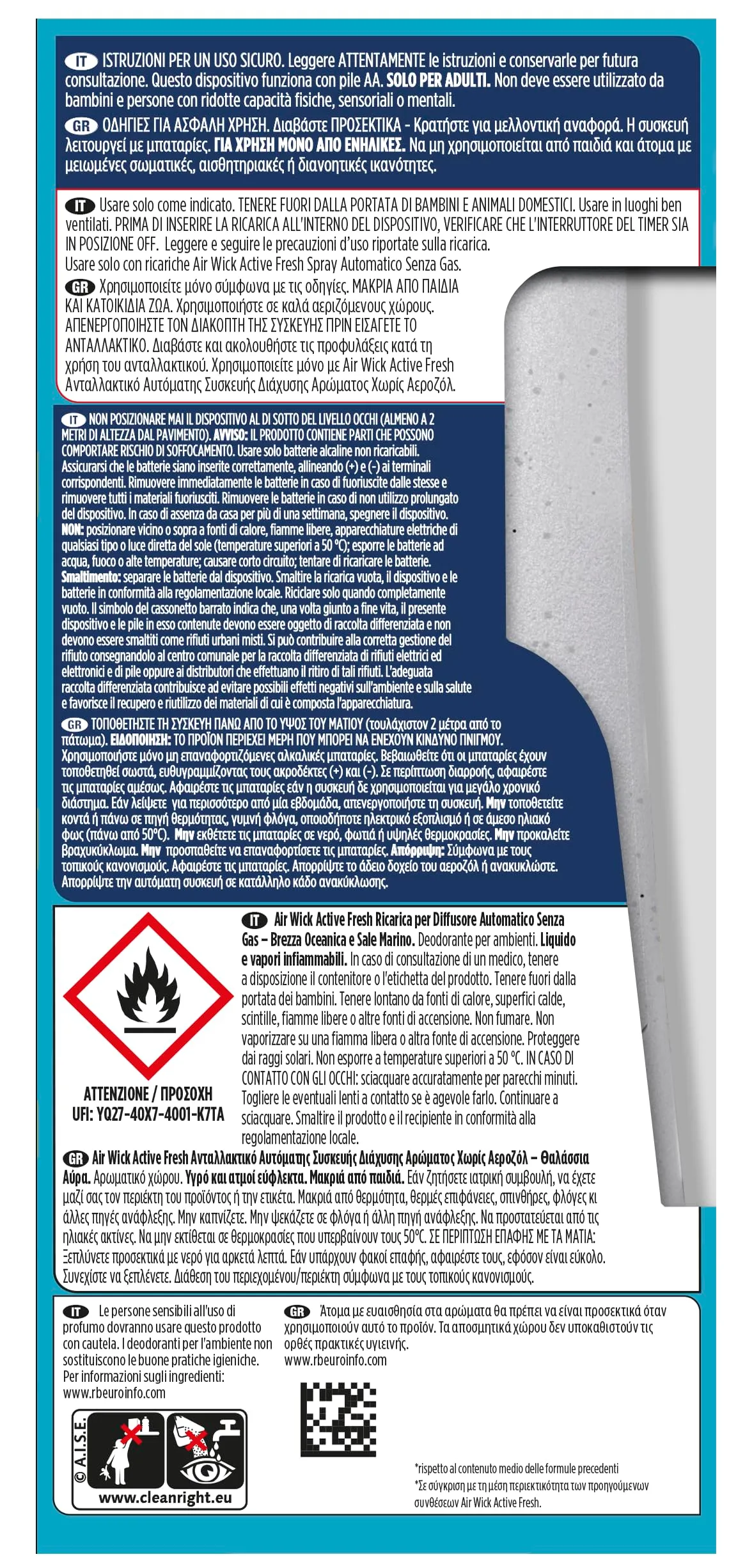 Airwick Active Fresh Deodorante per Ambienti, Diffusore Automatico senza gas, Ricarica Brezza Marina e Magnolia 228ml, 2 Pile AA - immagine 3