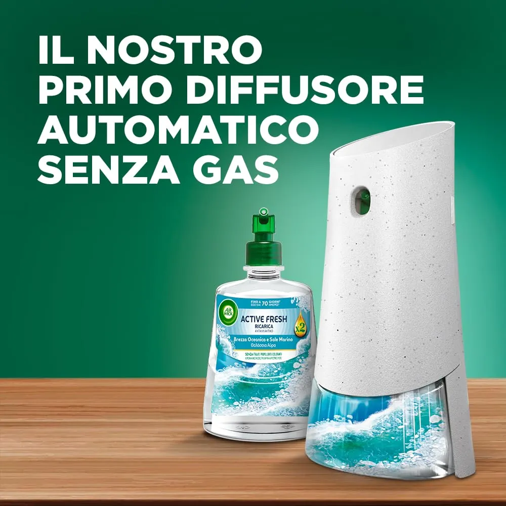 Airwick Active Fresh Deodorante per Ambienti, Diffusore Automatico senza gas, Ricarica Brezza Marina e Magnolia 228ml, 2 Pile AA - immagine 6