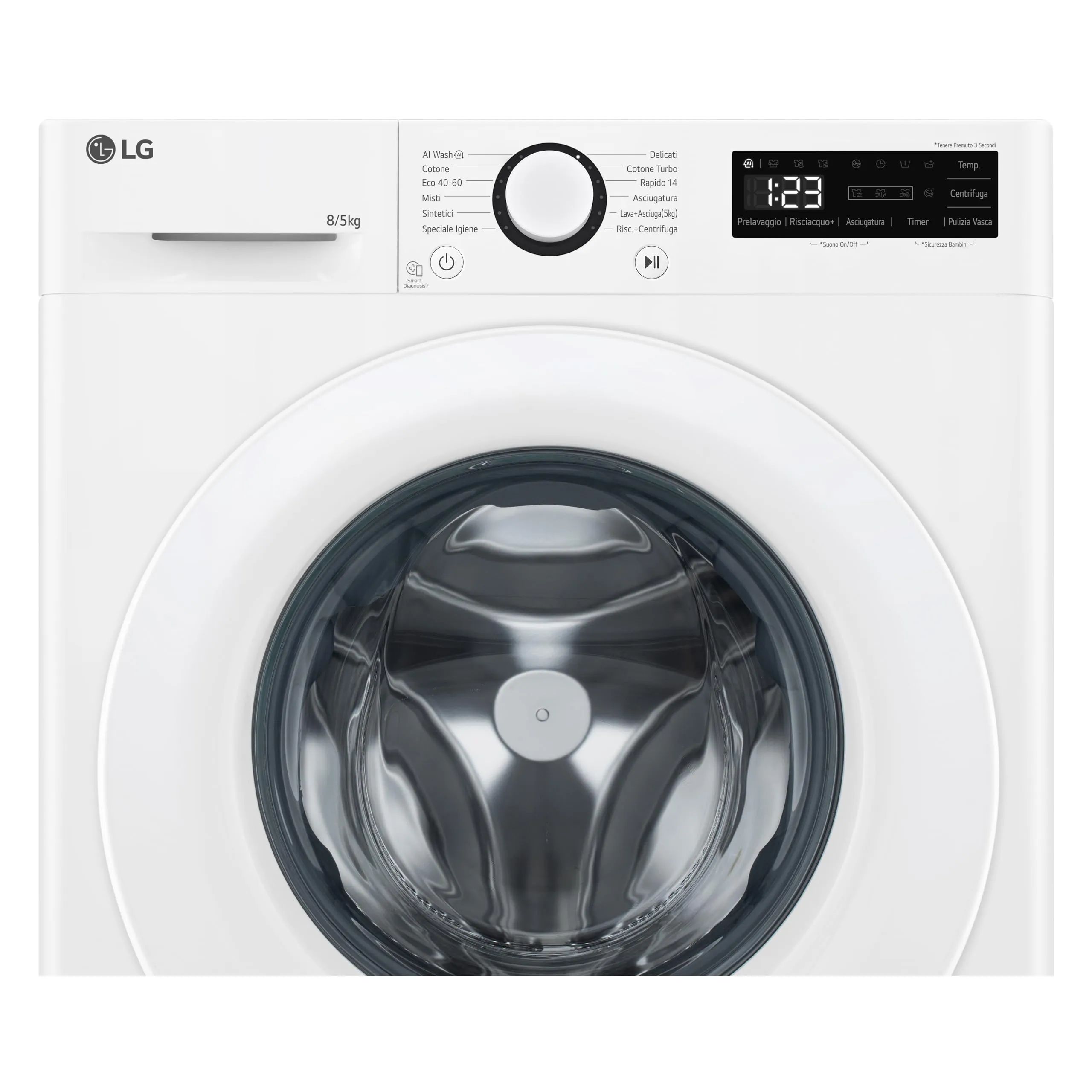 LG AI DD D2R3S08AIDD Lavasciuga Slim 8/5kg Serie R3 Classe A-10%/E, 1200 giri, Eco Hybrid, Allergy Care, Direct Drive, Bianca - immagine 6