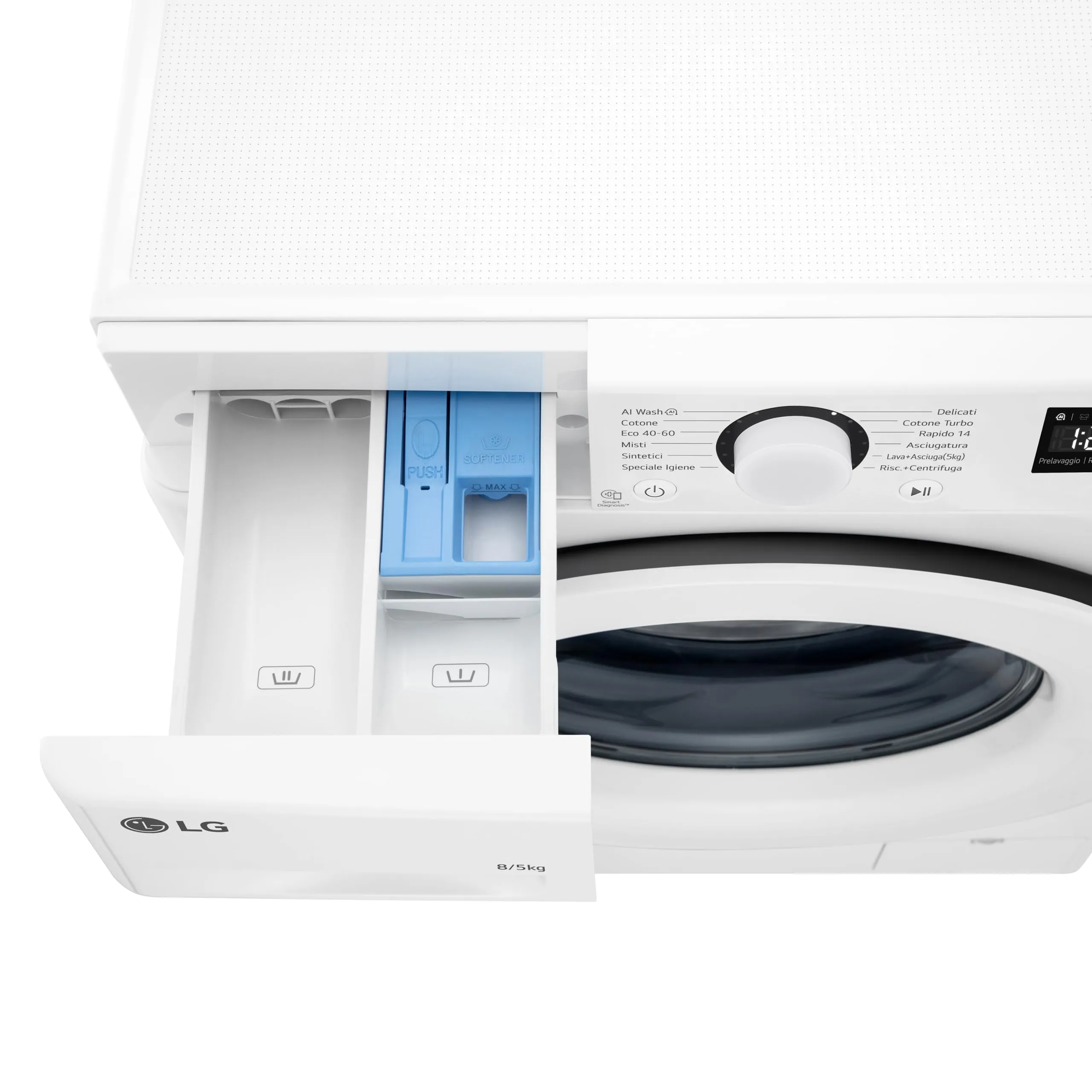 LG AI DD D2R3S08AIDD Lavasciuga Slim 8/5kg Serie R3 Classe A-10%/E, 1200 giri, Eco Hybrid, Allergy Care, Direct Drive, Bianca - immagine 7