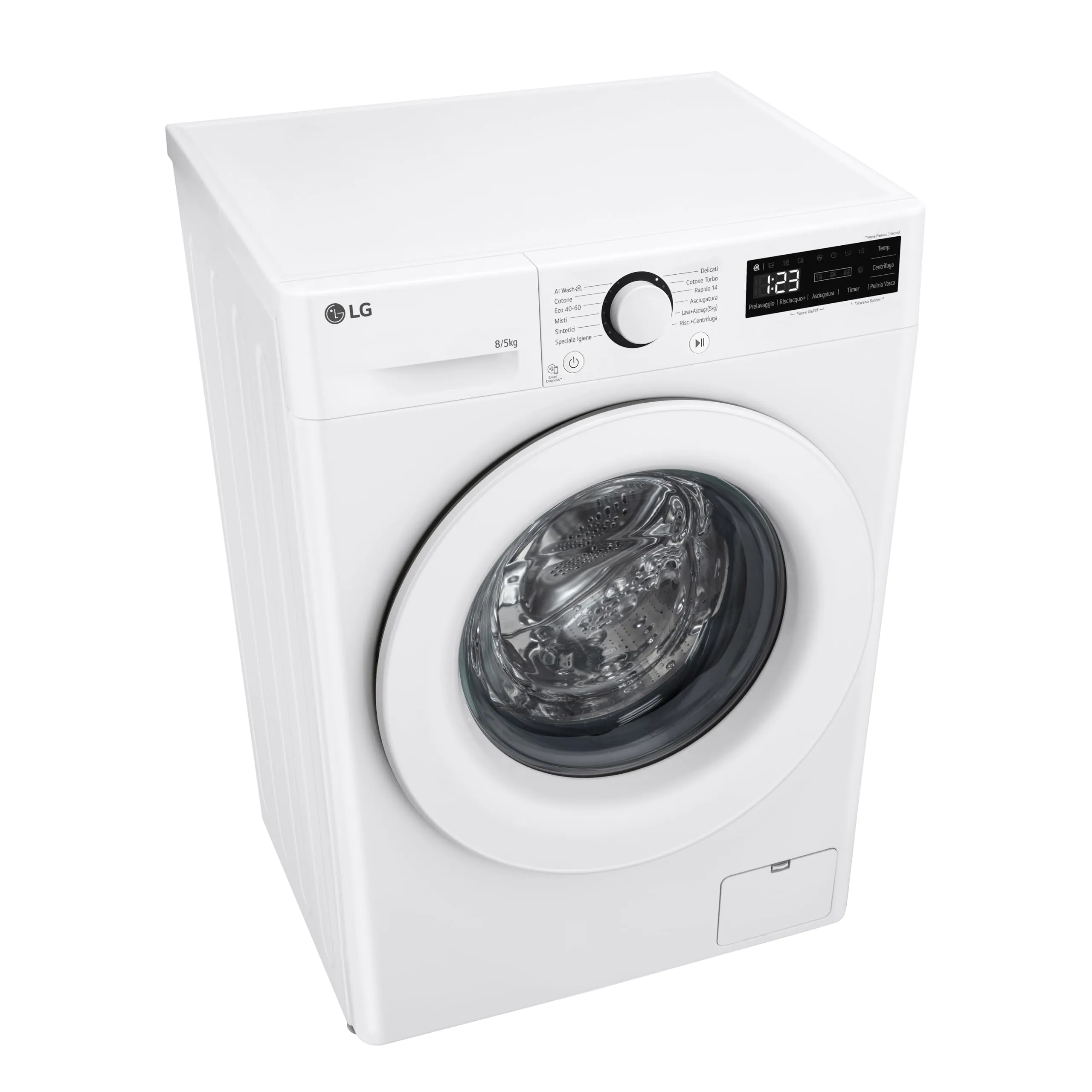 LG AI DD D2R3S08AIDD Lavasciuga Slim 8/5kg Serie R3 Classe A-10%/E, 1200 giri, Eco Hybrid, Allergy Care, Direct Drive, Bianca - immagine 8