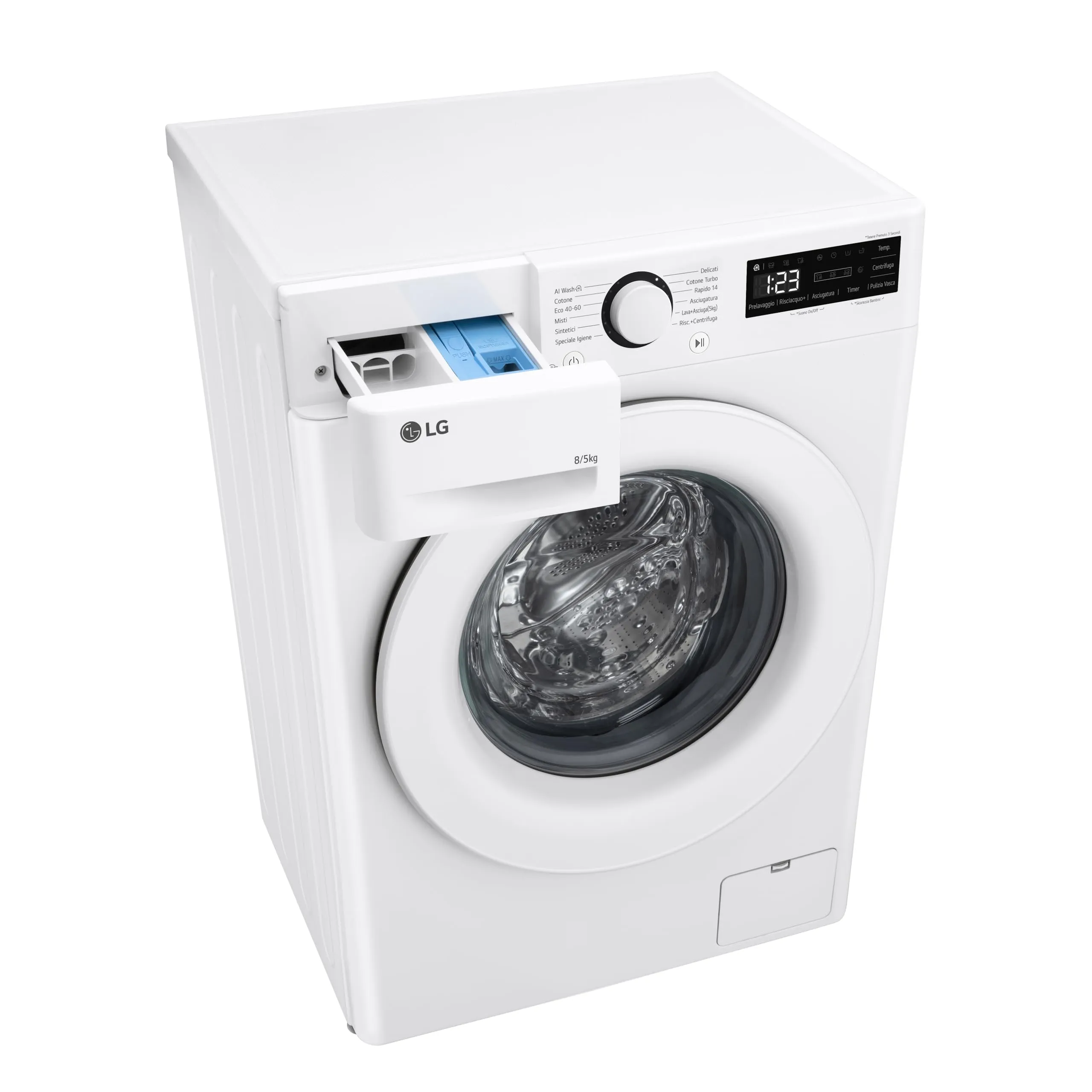 LG AI DD D2R3S08AIDD Lavasciuga Slim 8/5kg Serie R3 Classe A-10%/E, 1200 giri, Eco Hybrid, Allergy Care, Direct Drive, Bianca - immagine 9