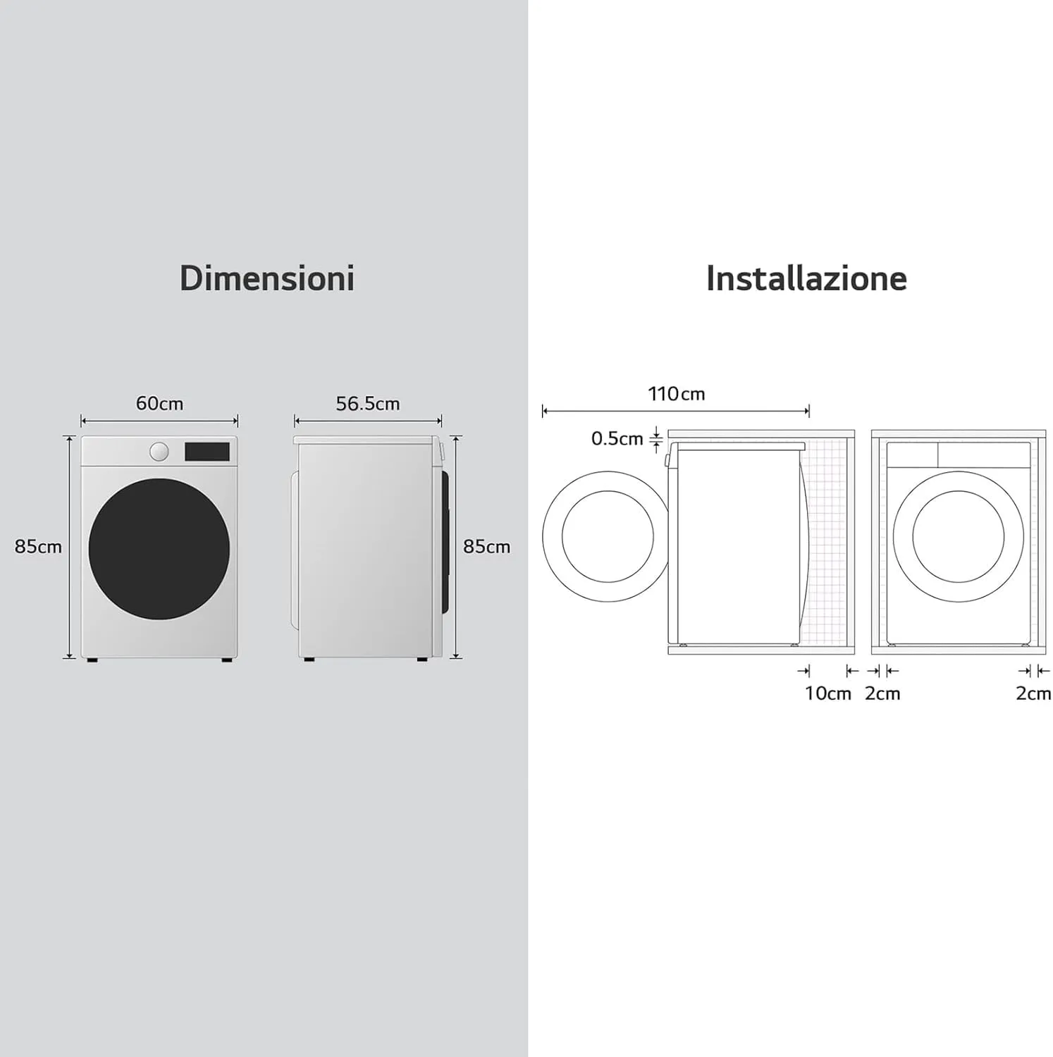 LG AI DD D4R3009NSWB Lavasciuga 9/6kg Serie R3 Classe A-10%/D, 1400 giri, Lavaggio a Vapore, Eco Hybrid, Allergy Care, Motore Inverter Direct Drive, Bianca - immagine 4