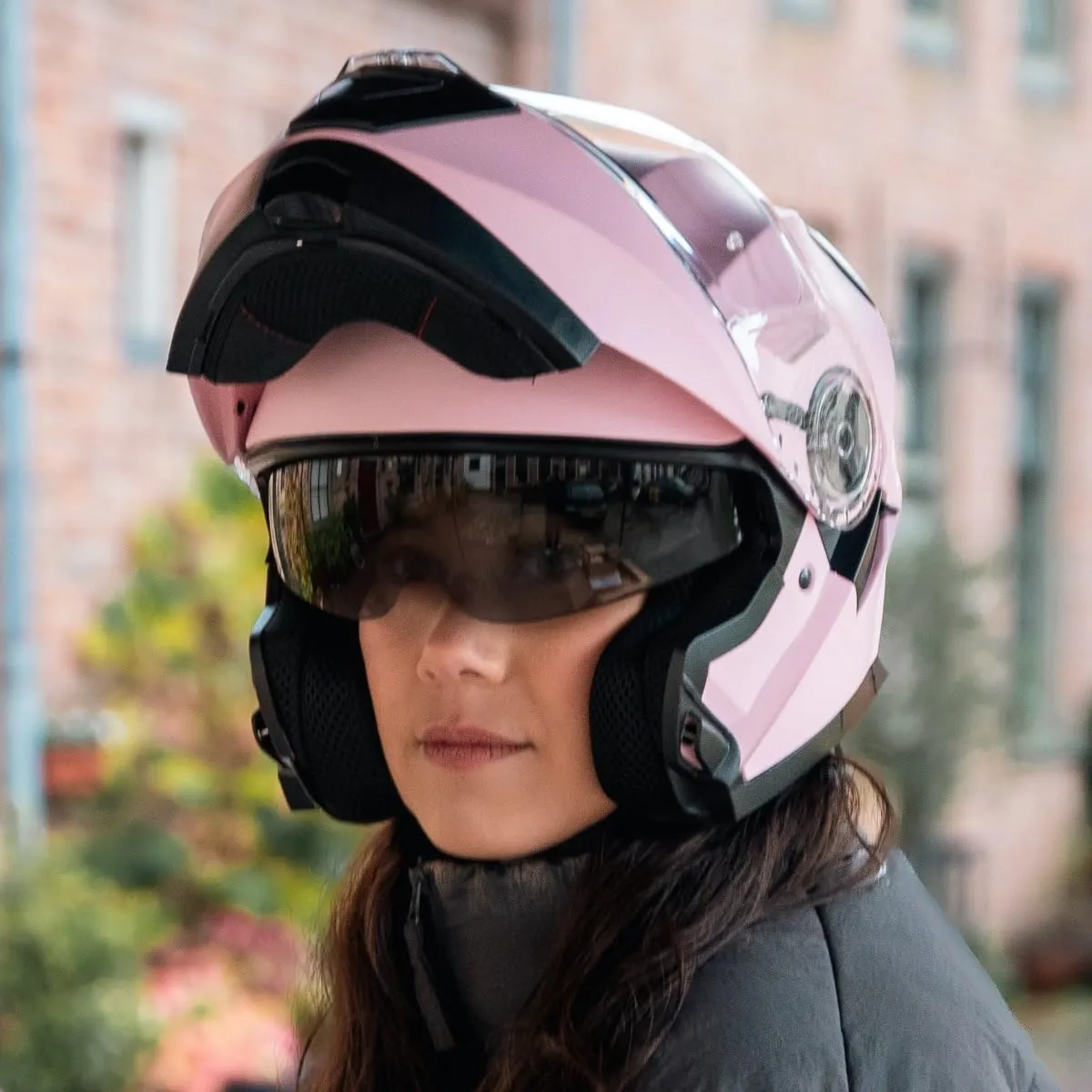 Vinz Santos Casco Modulare Moto & Scooter, Doppia Visiera, ECE 22.06, Pinlock Ready, Rosa - immagine 8