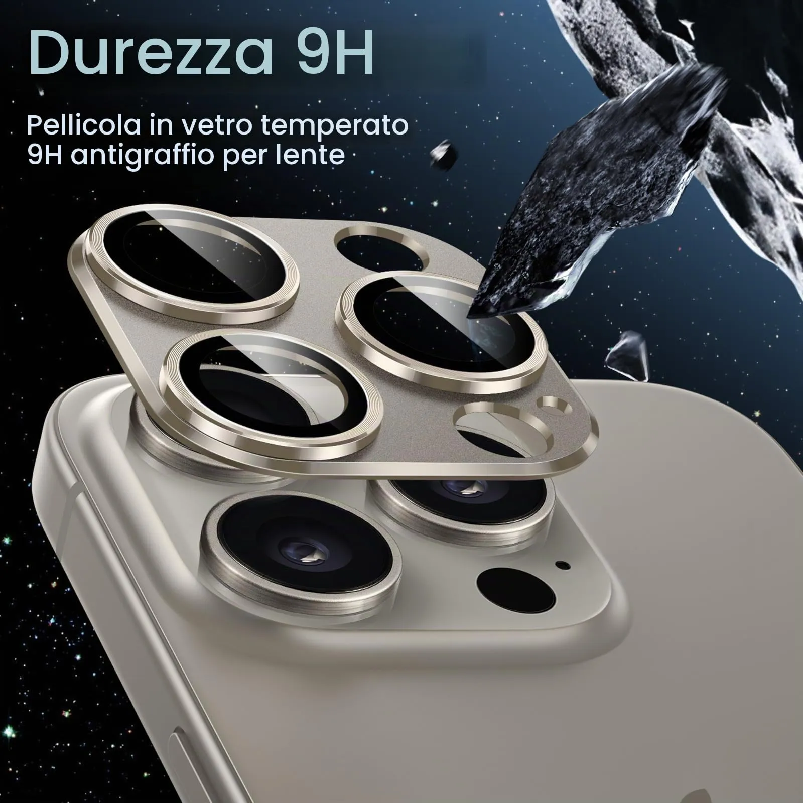 JETech Pellicola Protezione Fotocamera per iPhone 15 Pro / 15 Pro Max, Titanio Naturale - immagine 4