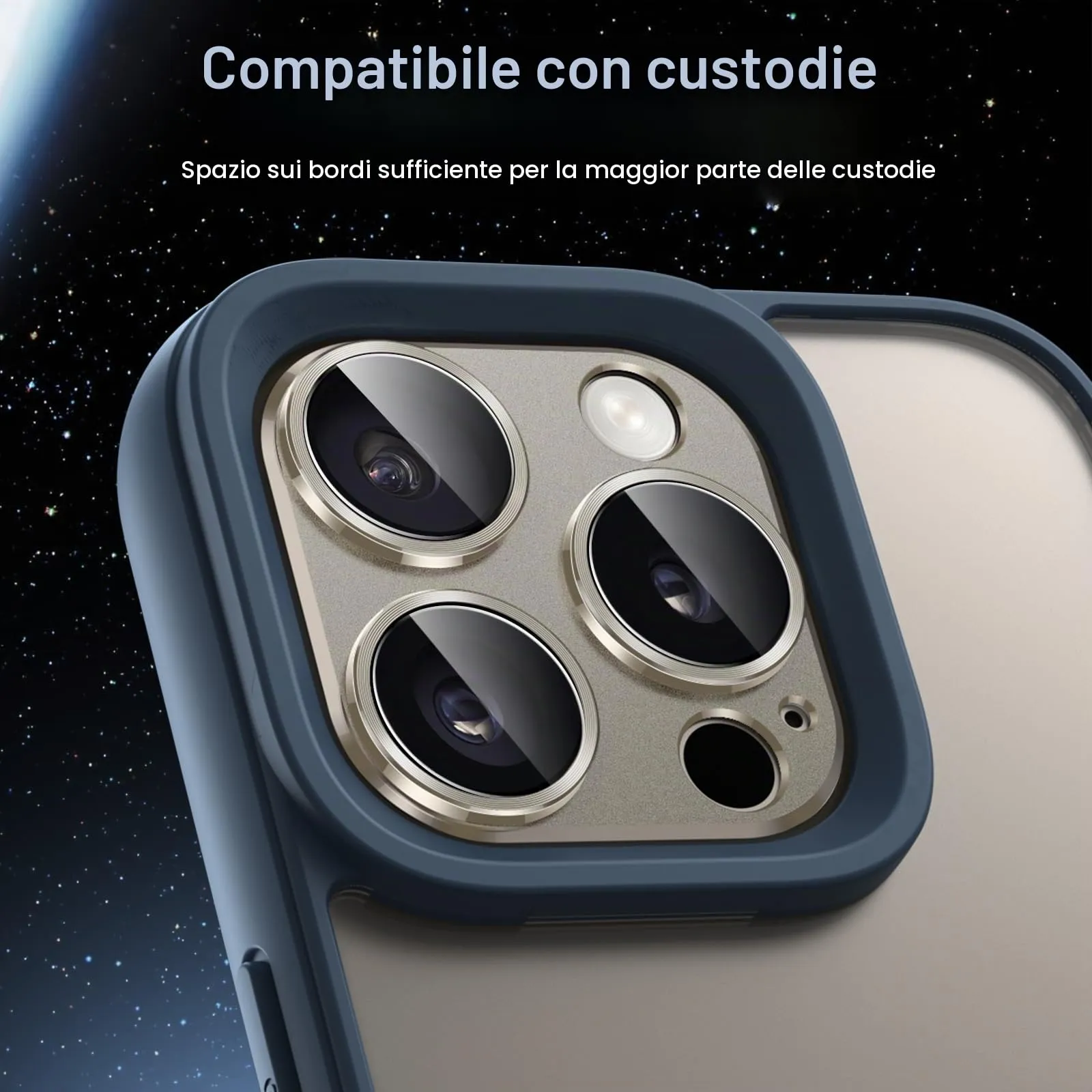 JETech Pellicola Protezione Fotocamera per iPhone 15 Pro / 15 Pro Max, Titanio Naturale - immagine 7