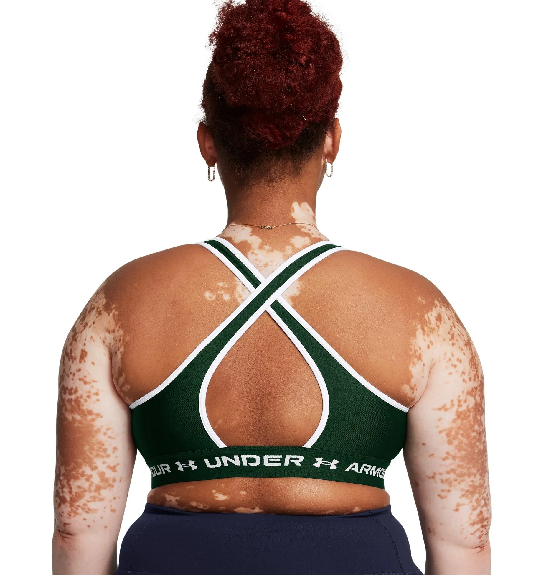 Under Armour Women's Crossback Mid Impact Sports Bra - Forest Green/White, XXL - immagine 7
