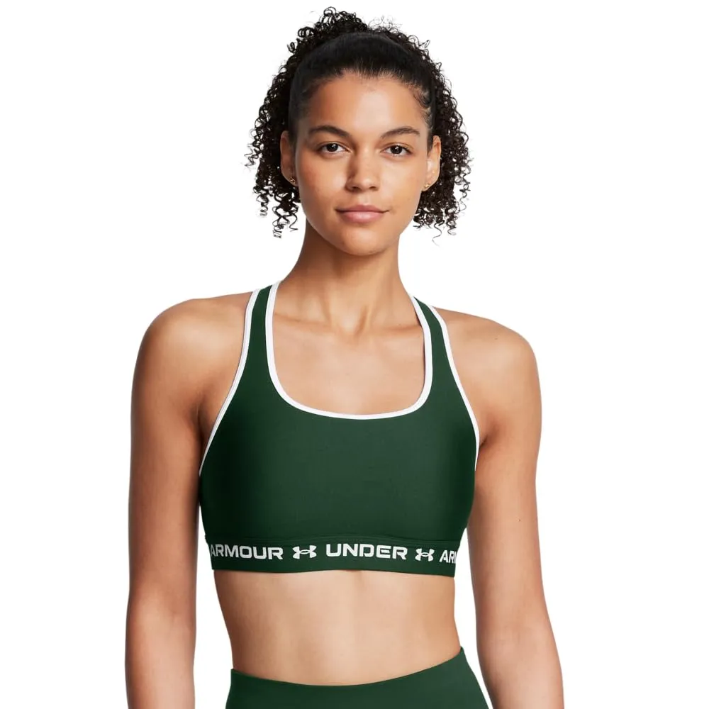 Under Armour Reggiseno Sportivo da Donna Crossback Mid Impact, Verde Bosco/Bianco/Bianco, XL - immagine 1