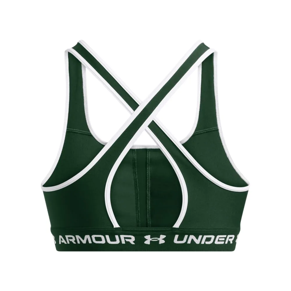Under Armour Reggiseno Sportivo da Donna Crossback Mid Impact, Verde Bosco/Bianco/Bianco, XL - immagine 4