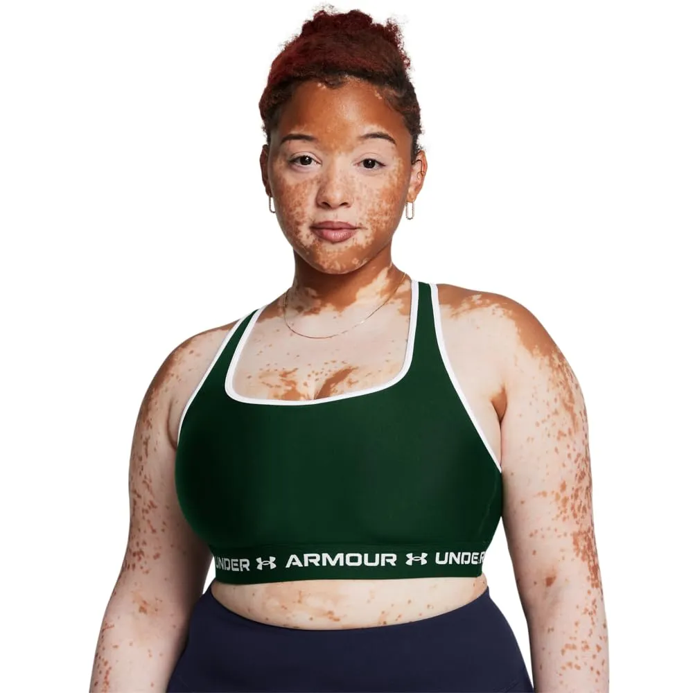 Under Armour Reggiseno Sportivo da Donna Crossback Mid Impact, Verde Bosco/Bianco/Bianco, XL - immagine 5