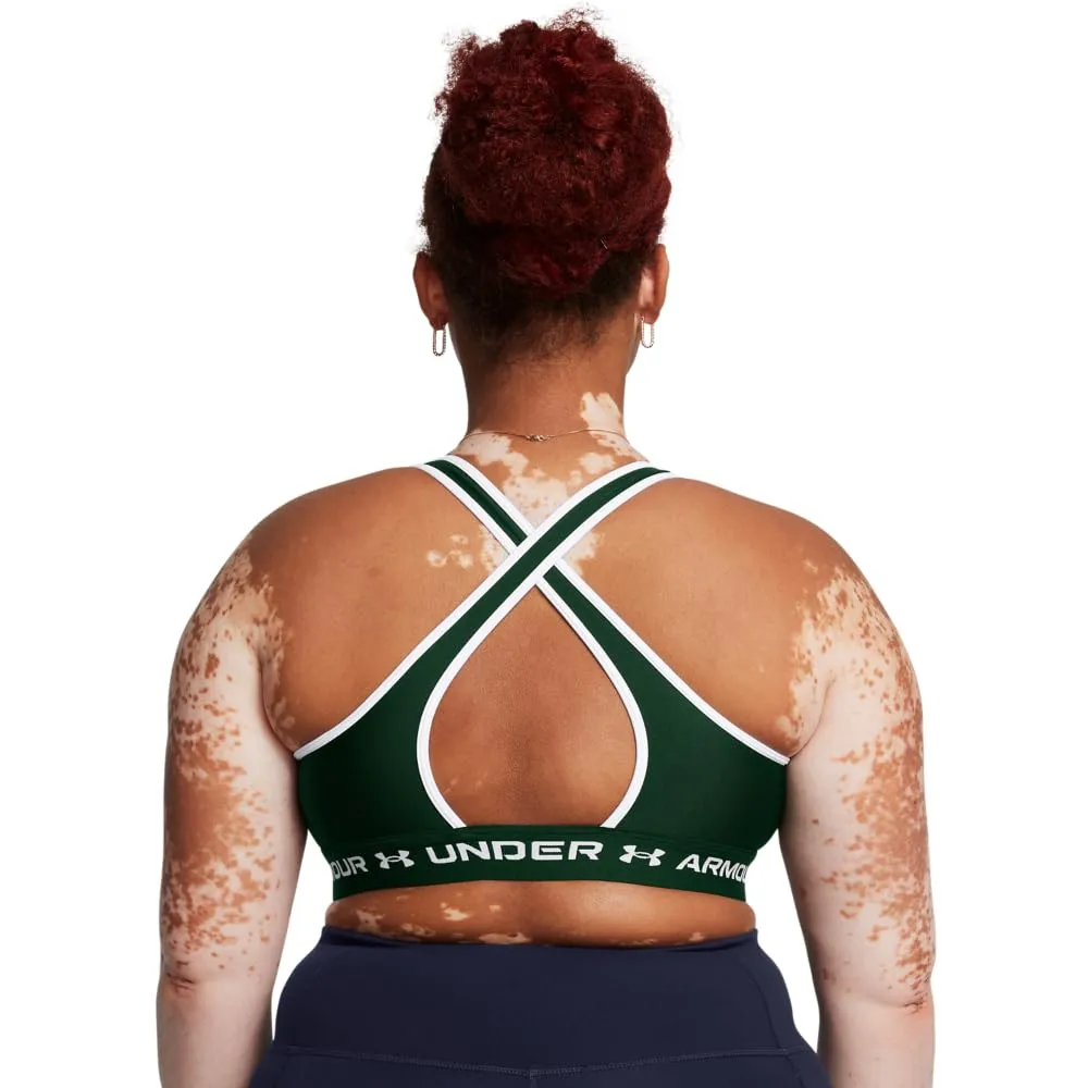 Under Armour Reggiseno Sportivo da Donna Crossback Mid Impact, Verde Bosco/Bianco/Bianco, XL - immagine 6