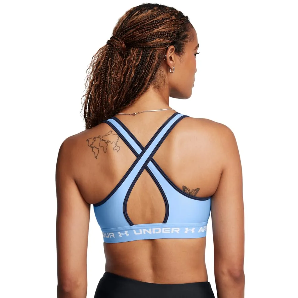 Under Armour Reggiseno Sportivo da Donna Crossback Mid Impact, Blu Horizon/Midnight Navy/Bianco, XL - immagine 2