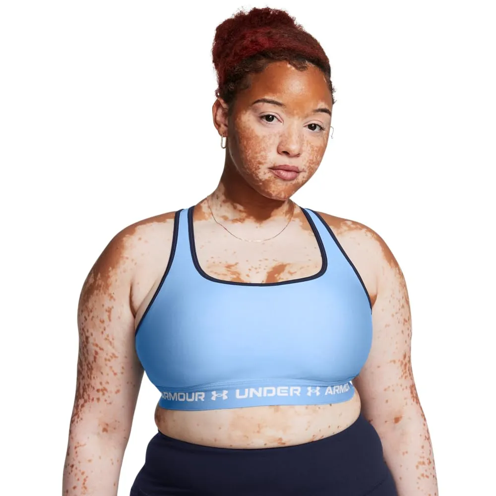 Under Armour Reggiseno Sportivo da Donna Crossback Mid Impact, Blu Horizon/Midnight Navy/Bianco, XL - immagine 5