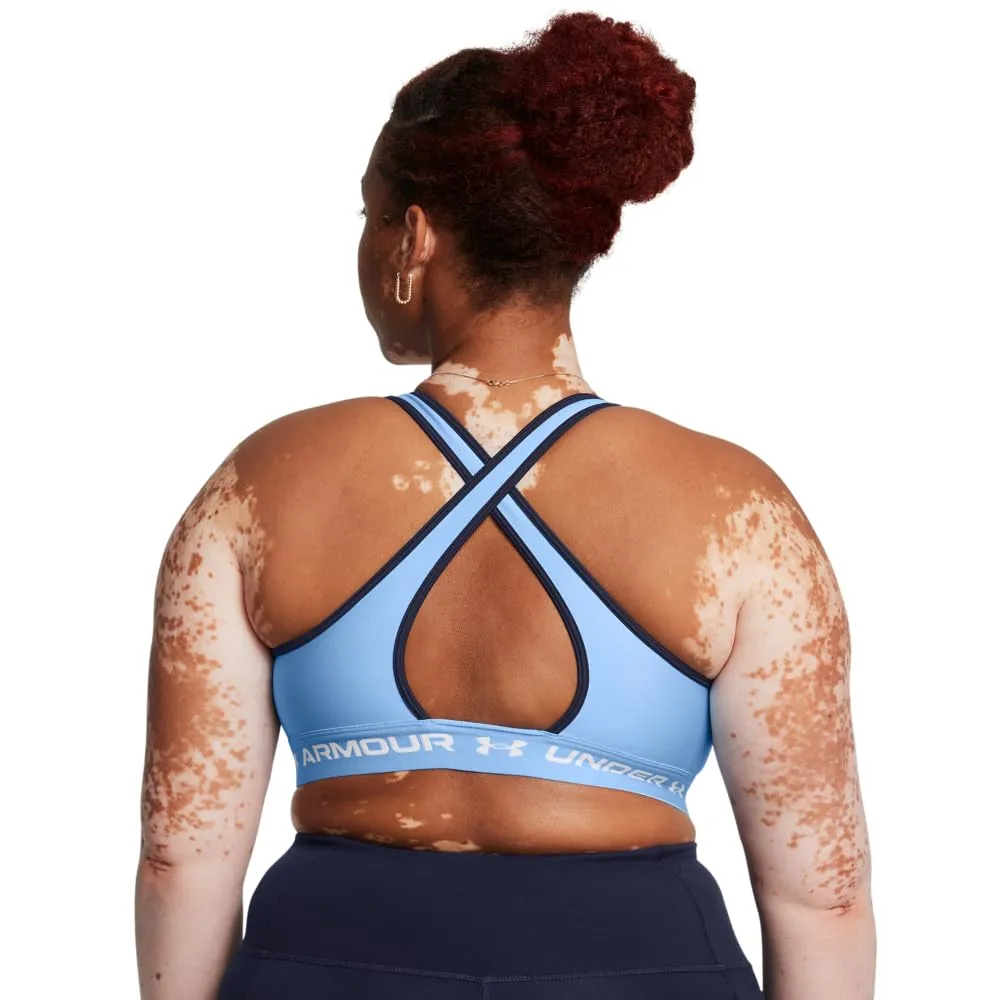 Under Armour Reggiseno Sportivo da Donna Crossback Mid Impact, Blu Horizon/Midnight Navy/Bianco, XL - immagine 6