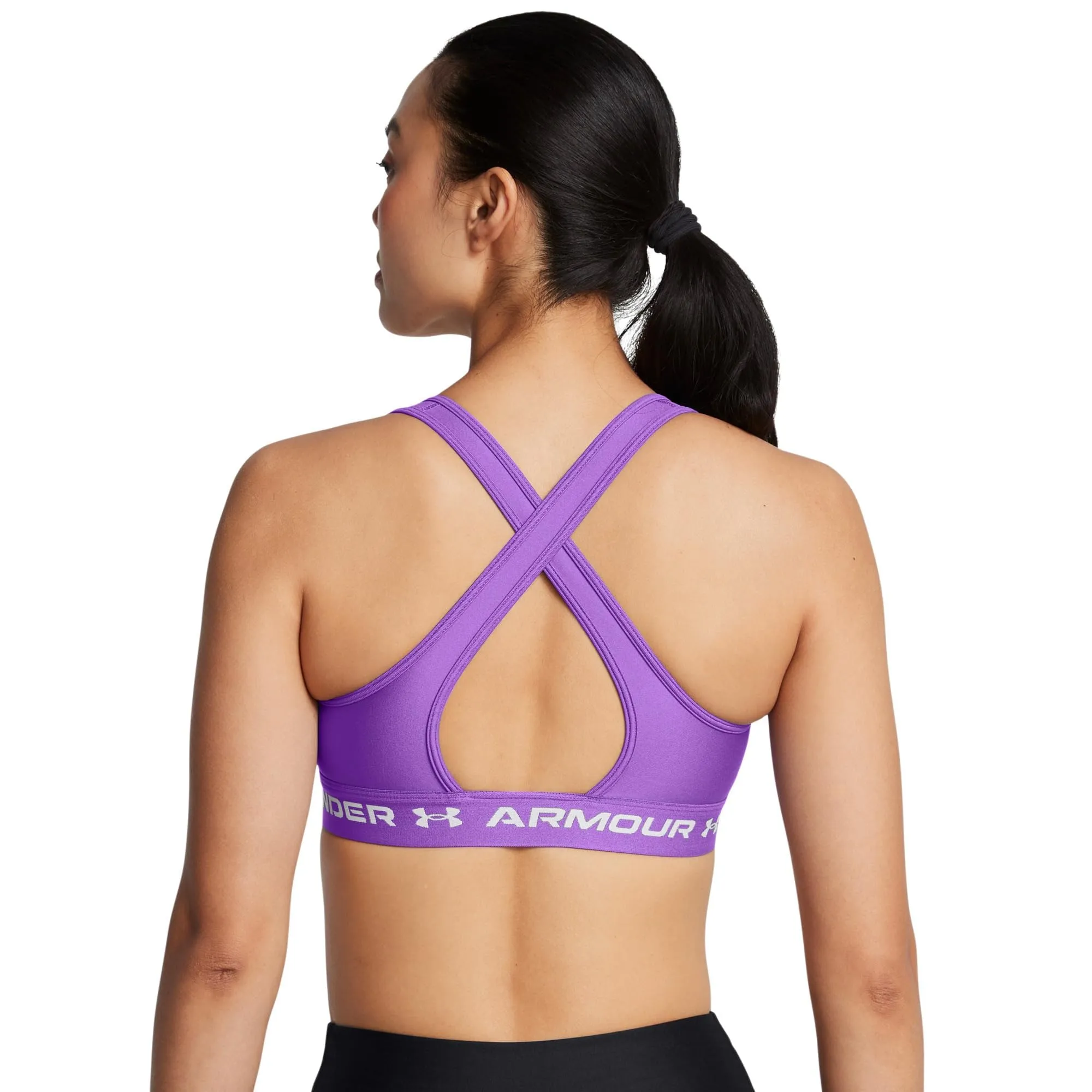 Under Armour Reggiseno Sportivo da Donna Crossback Mid Impact, Sontuoso/Bianco, S - immagine 2
