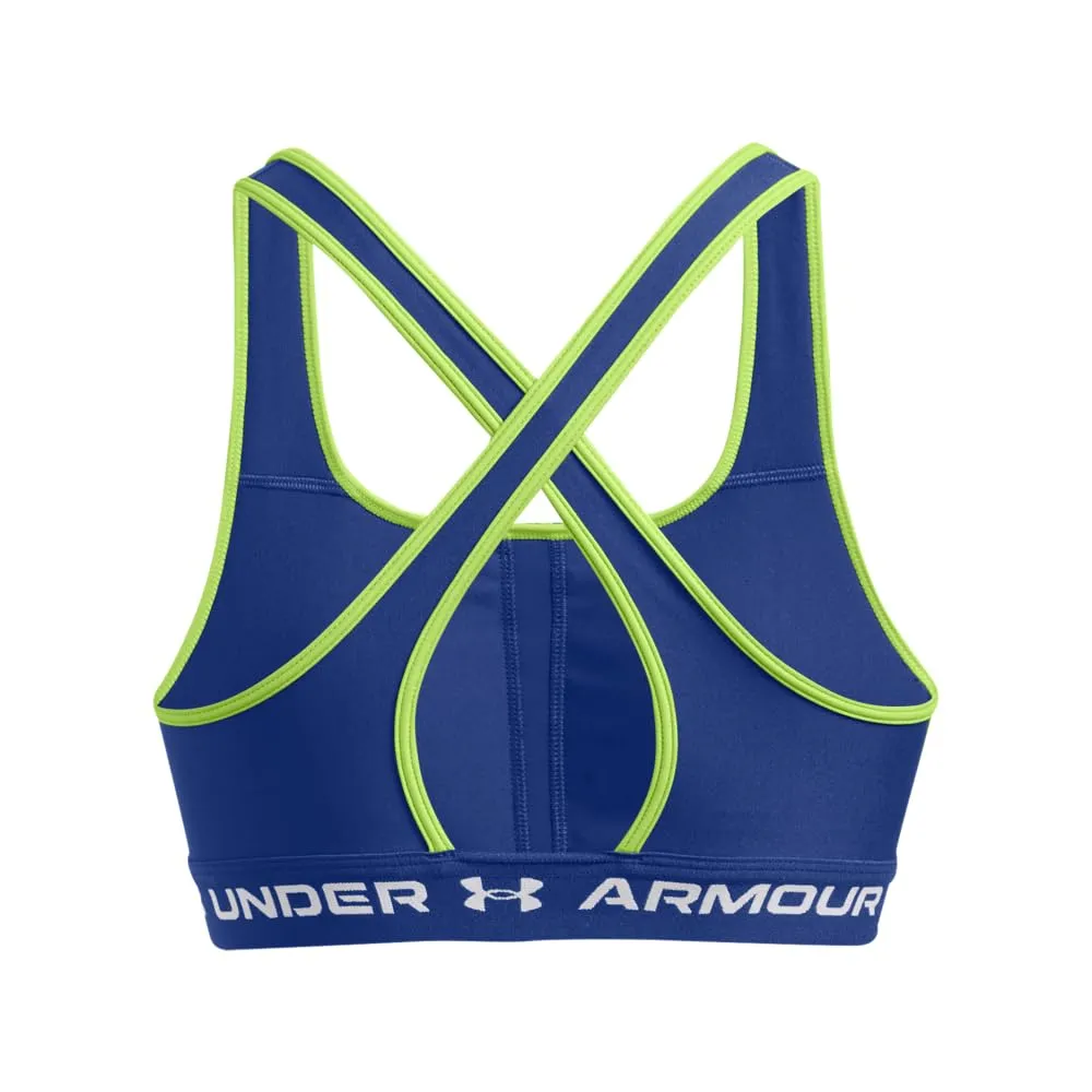 Under Armour Reggiseno Sportivo a Supporto Medio Incrociato sulla Schiena - Tech Blu/Retro Verde/Bianco - immagine 4