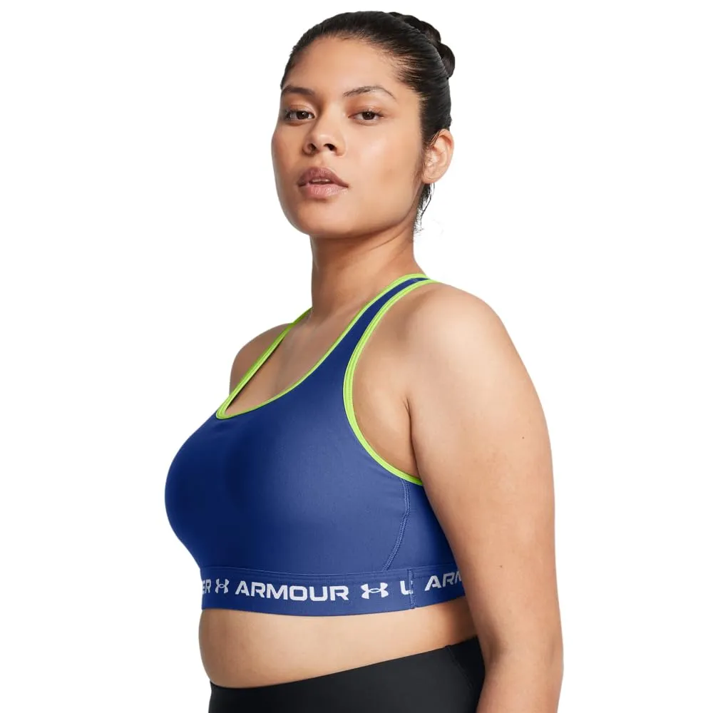 Under Armour Reggiseno Sportivo a Supporto Medio Incrociato sulla Schiena - Tech Blu/Retro Verde/Bianco - immagine 5
