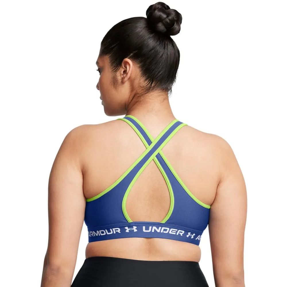 Under Armour Reggiseno Sportivo a Supporto Medio Incrociato sulla Schiena - Tech Blu/Retro Verde/Bianco - immagine 6