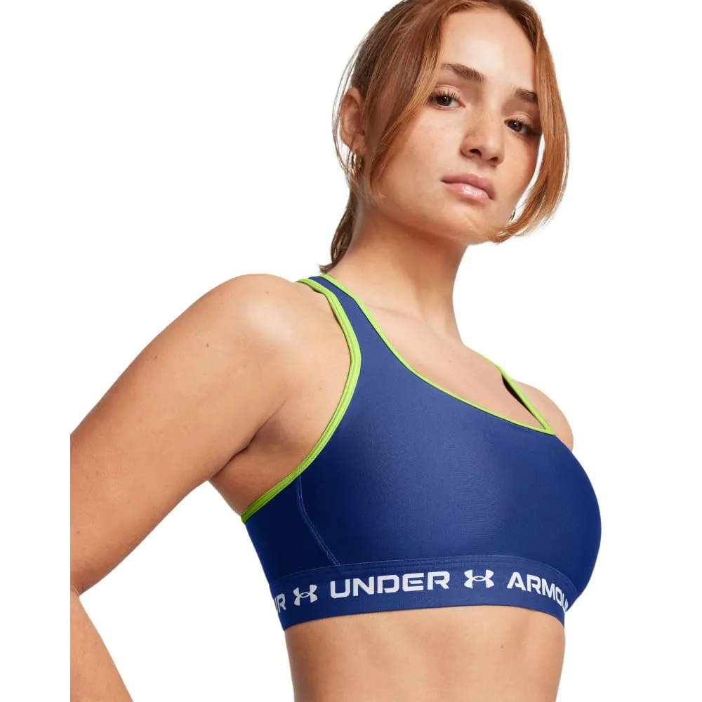 Under Armour Reggiseno Sportivo a Supporto Medio Incrociato sulla Schiena - Tech Blu/Retro Verde/Bianco - immagine 7