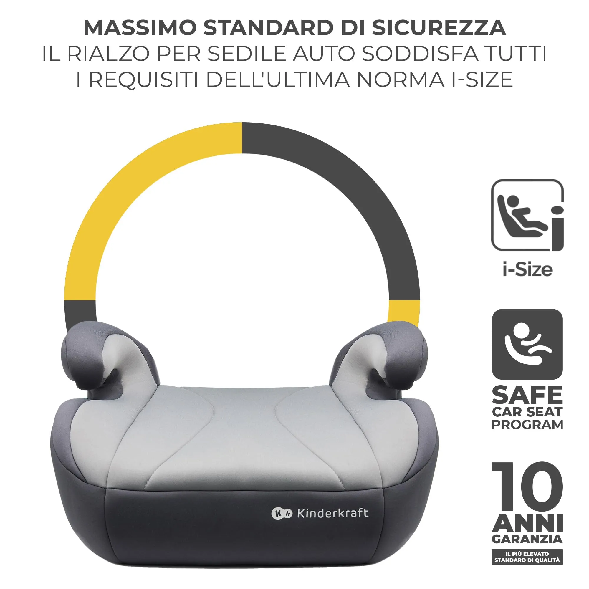 Kinderkraft I-BOOST Rialzo per sedile auto i-Size 135-150 cm, ISOFIX, Grigio - immagine 5