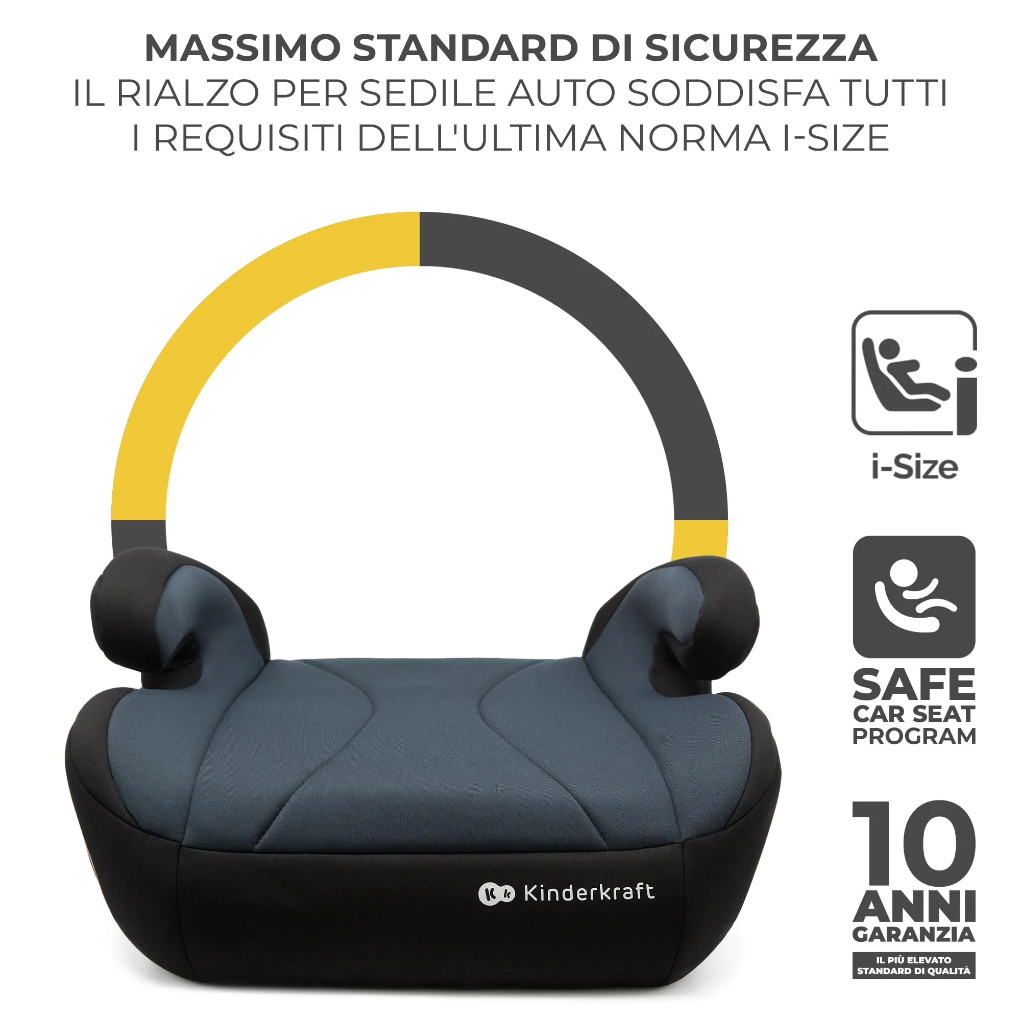 Kinderkraft I-BOOST Rialzo per sedile auto i-Size 135-150 cm, ISOFIX, Nero - immagine 5