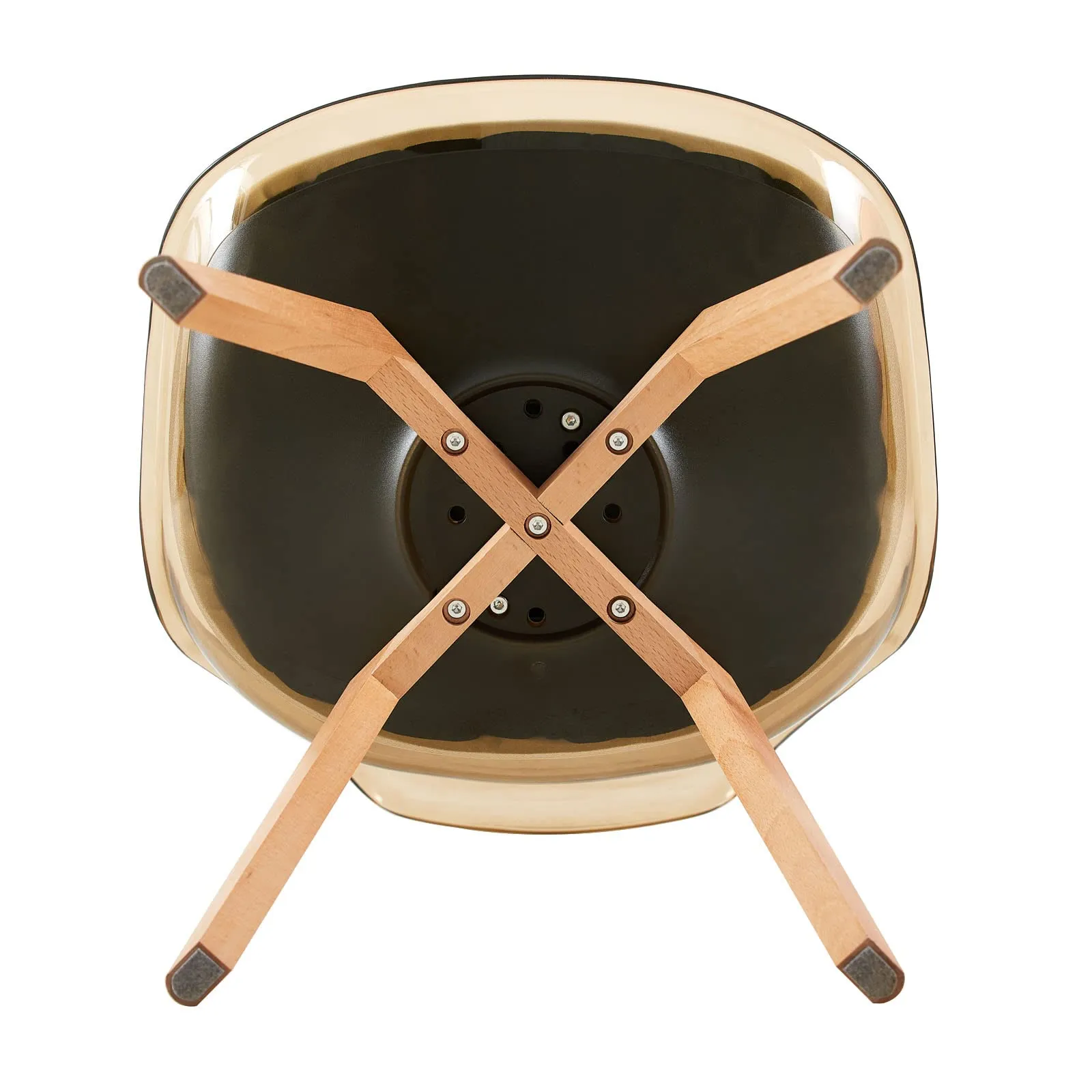EGGREE Set di 6 Sedie da Pranzo Scandinave, Schienale Trasparente Marrone, Gambe in Legno di Faggio e Cuscino in Pelle PU Bianco - immagine 7