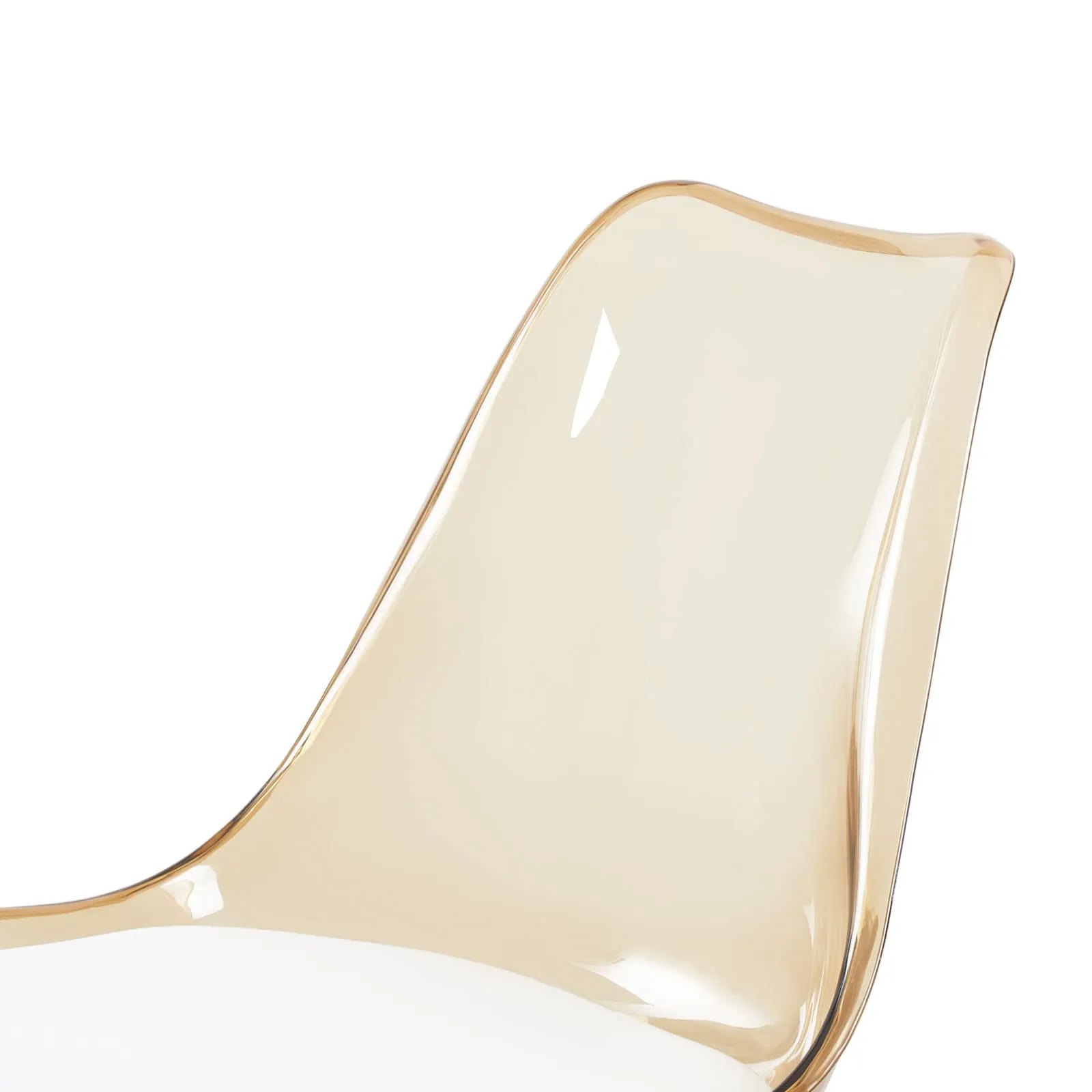 EGGREE Set di 6 Sedie da Pranzo Scandinave, Schienale Trasparente Marrone, Gambe in Legno di Faggio e Cuscino in Pelle PU Bianco - immagine 8