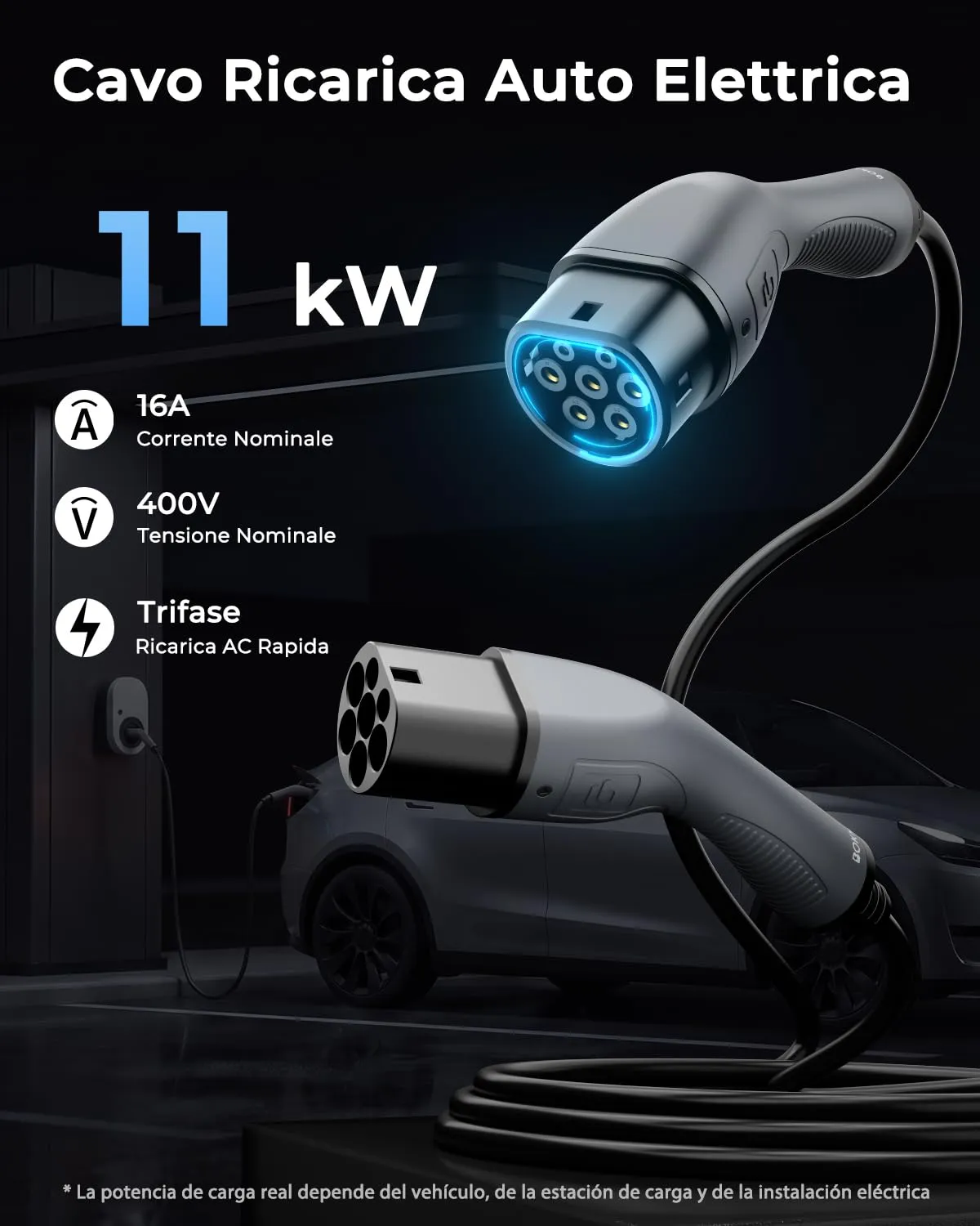 bokman Cavo Ricarica Auto Elettrica Tipo 2 11kW 5M - immagine 2