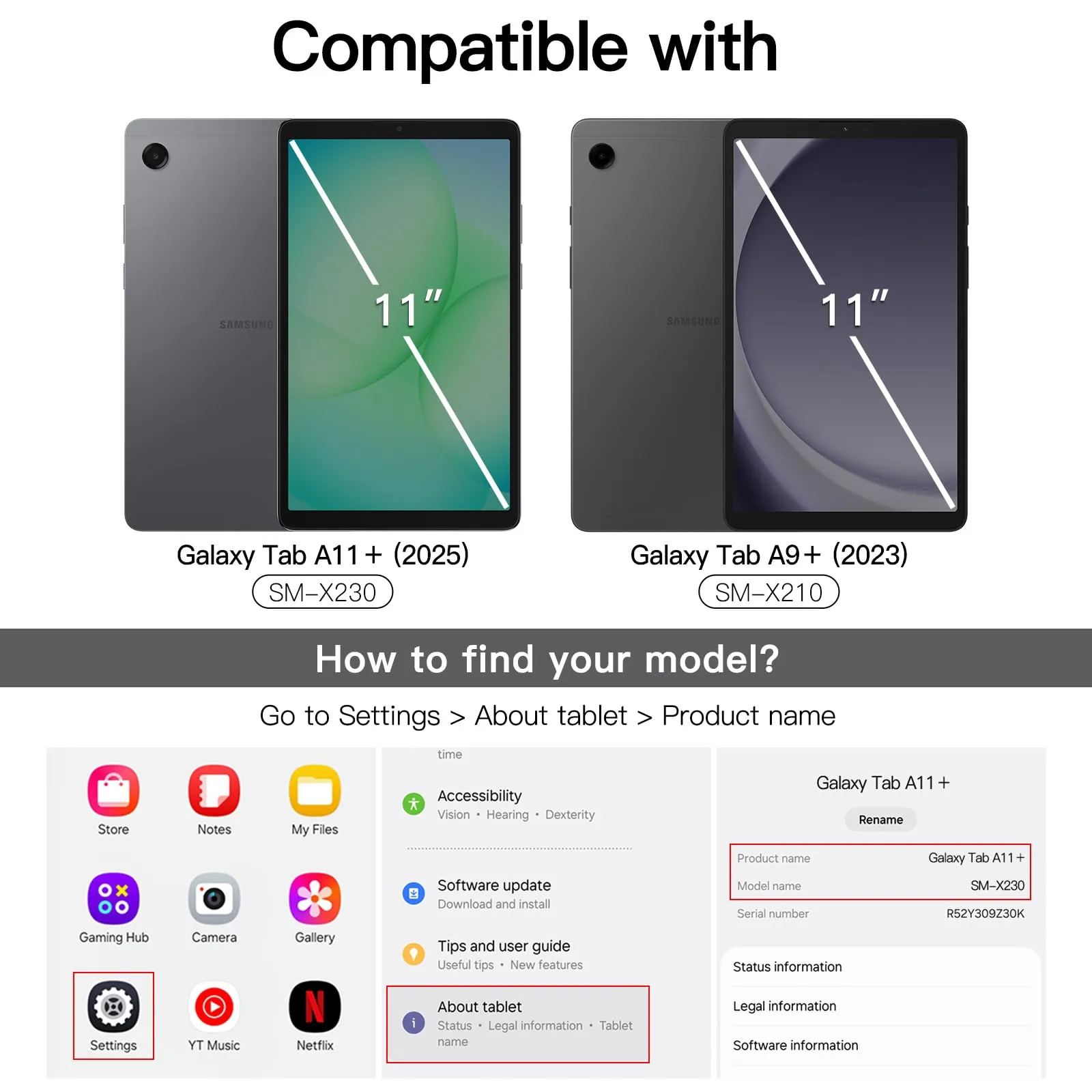 JETech Pellicola Protettiva in Vetro Temperato per Samsung Galaxy Tab A11+/A9+ 11 pollici, 2 Pezzi - immagine 2