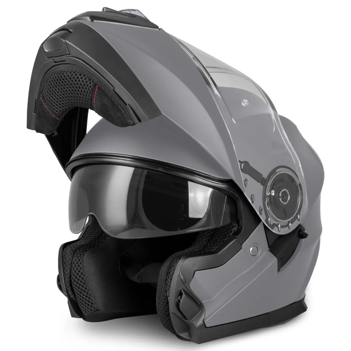 Vinz Santos Casco Modulare Moto & Scooter con Doppia Visiera ECE 22.06 e Pinlock, Titanio - immagine 1