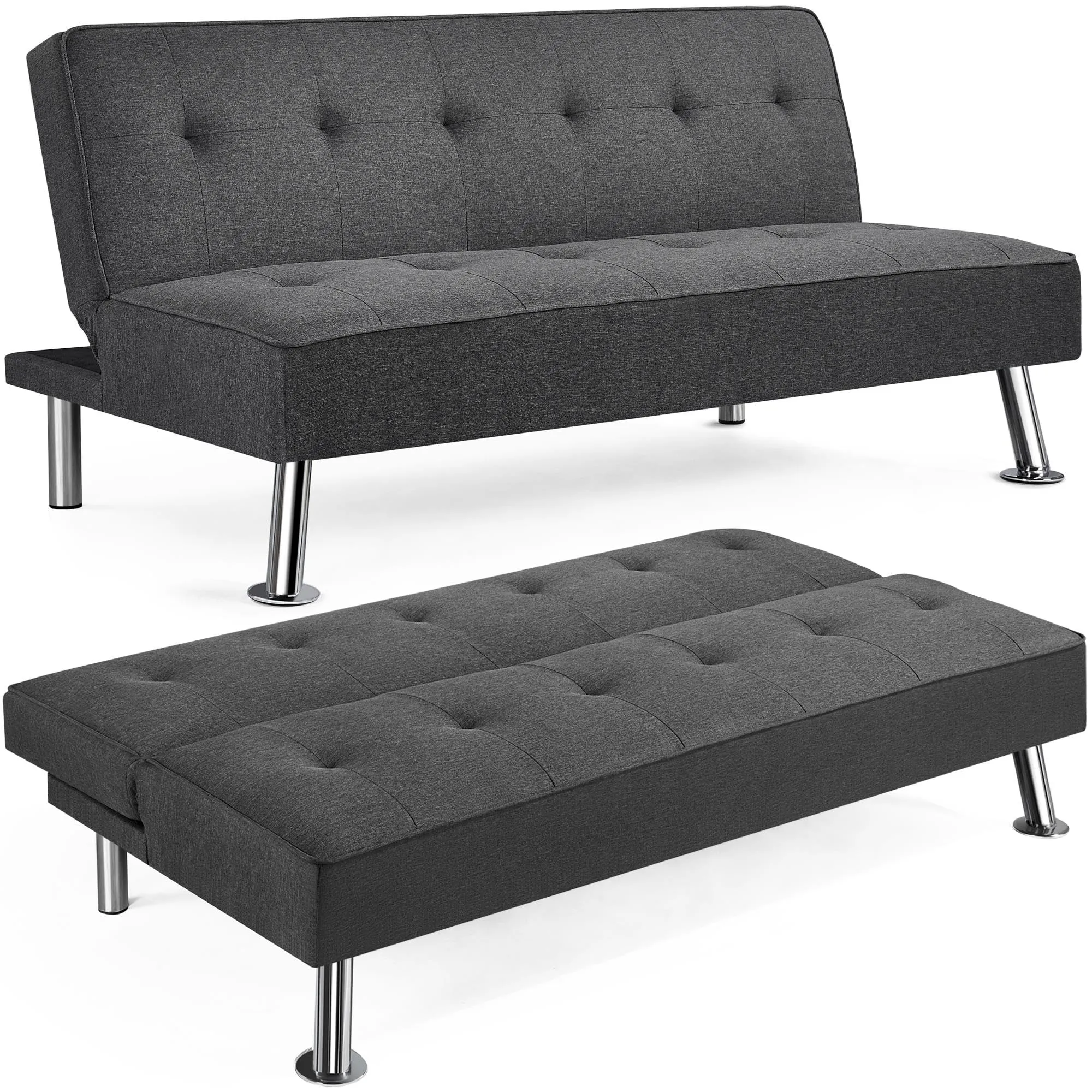 Yaheetech Divano Letto Trasformabile Grigio Scuro - immagine 1