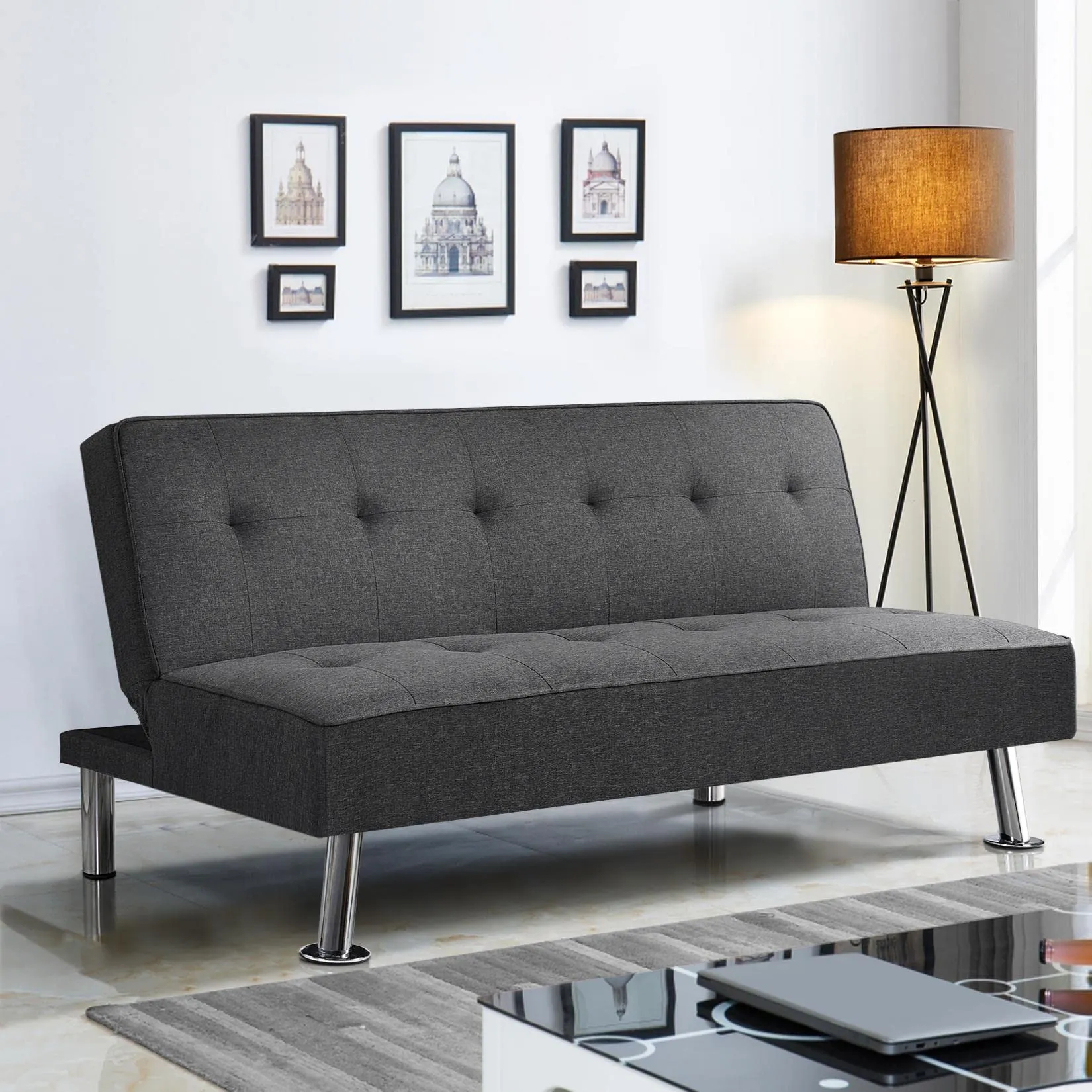 Yaheetech Divano Letto Trasformabile Grigio Scuro - immagine 7