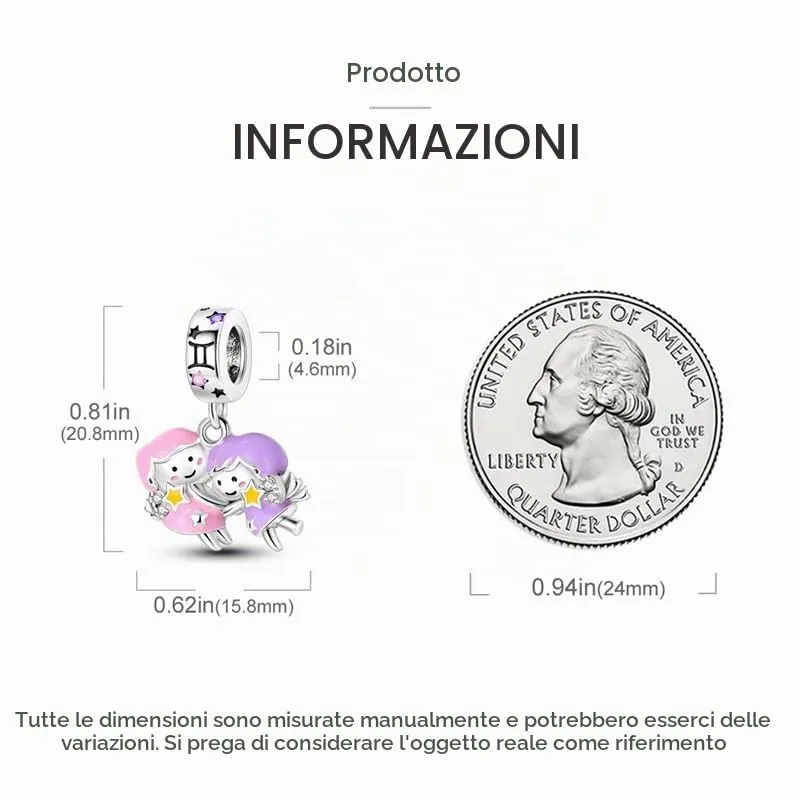 TINSLO Ciondolo 12 Costellazioni in Argento Sterling 925 e Cubic Zirconia, Compatibile con Braccialetti e Collane Europei - immagine 5